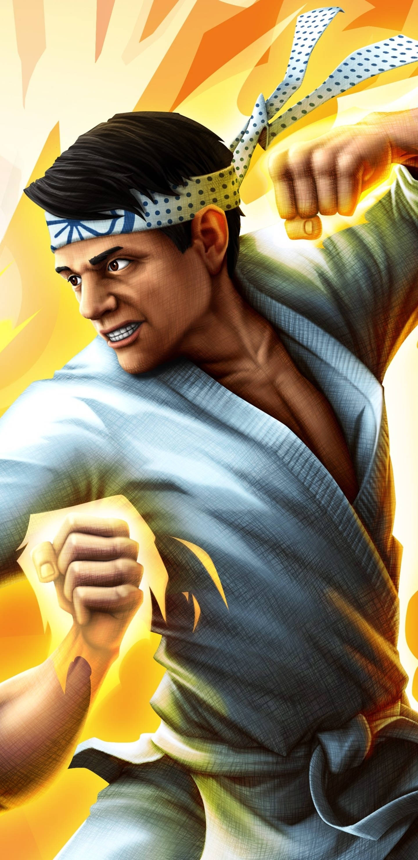 Cobra Kai, blue gi, headband, 2K Phone Wallpaper