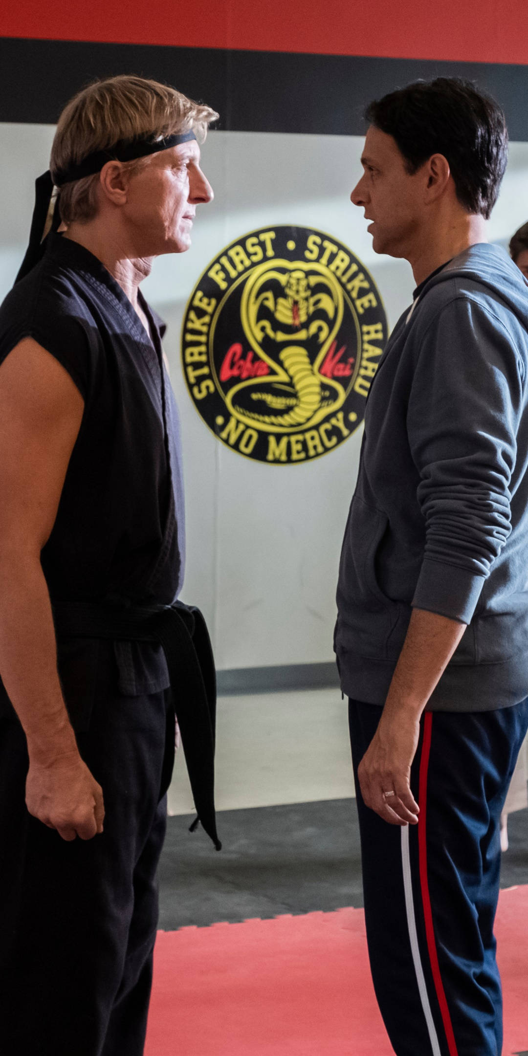 Cobra Kai, Cobra Kai logo, red and black walls, Full HD Phone Wallpaper
