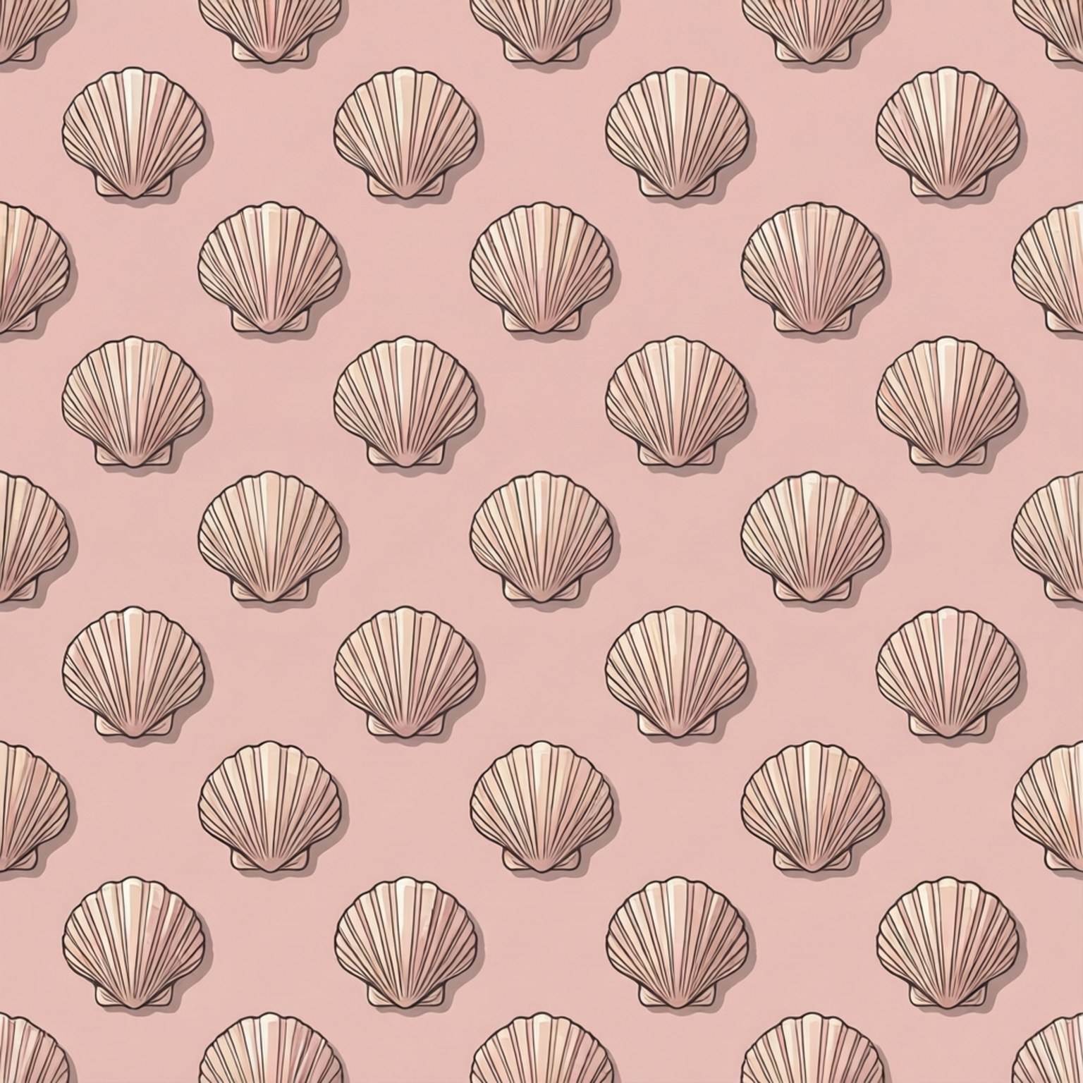 pastel cockle grid, cockle shells, pastel pink background, HD Desktop Wallpaper