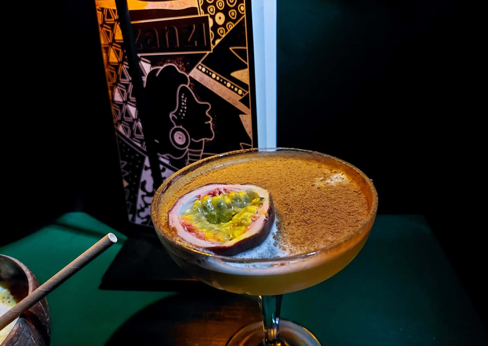 passion fruit daiquiri cocktail, coupe glass, cinnamon, HD Desktop Wallpaper