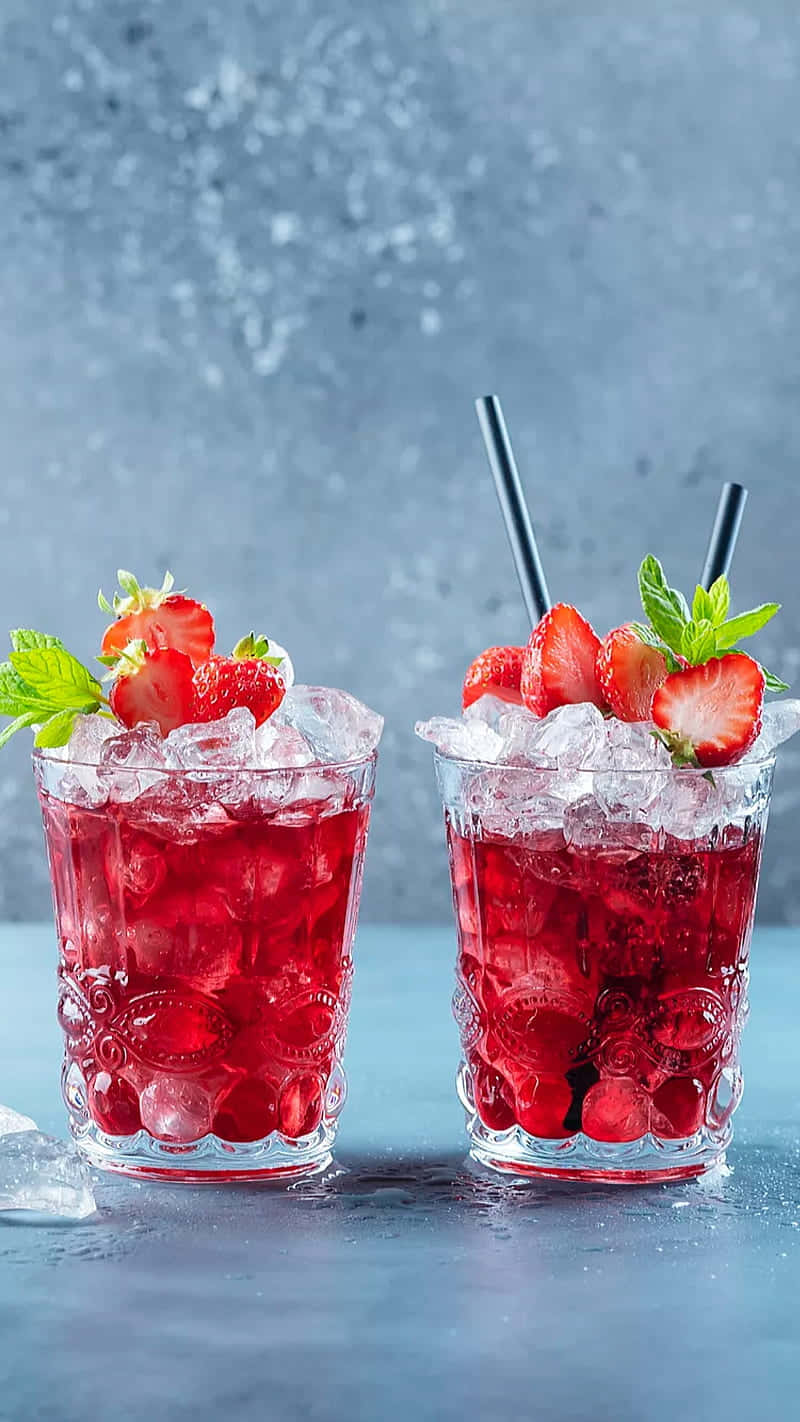 strawberry, ice, mint garnish, HD Phone Wallpaper