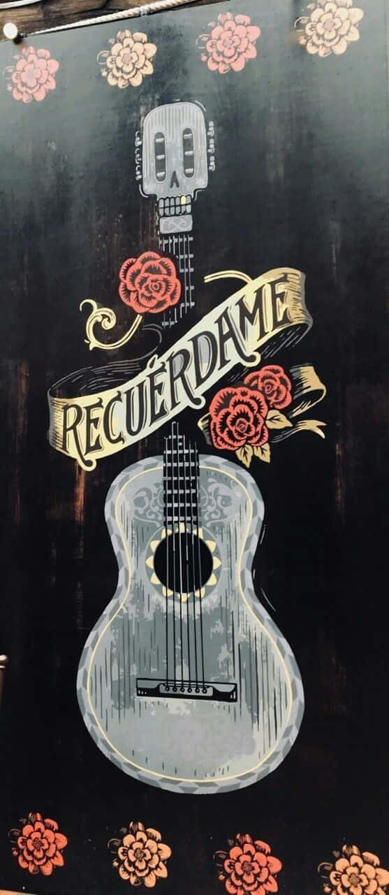 Coco Disney, recuerdame, stylized guitar, HD Phone Wallpaper