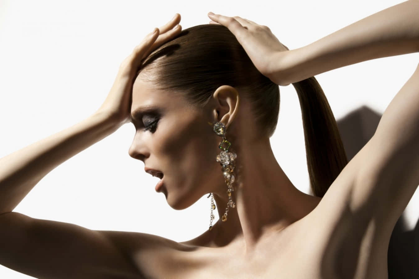 Coco Rocha, dark hair, ponytail, HD Desktop Wallpaper