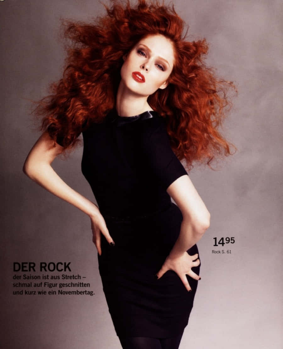 Coco Rocha, fiery red curls, bold red lips, SD Phone Wallpaper