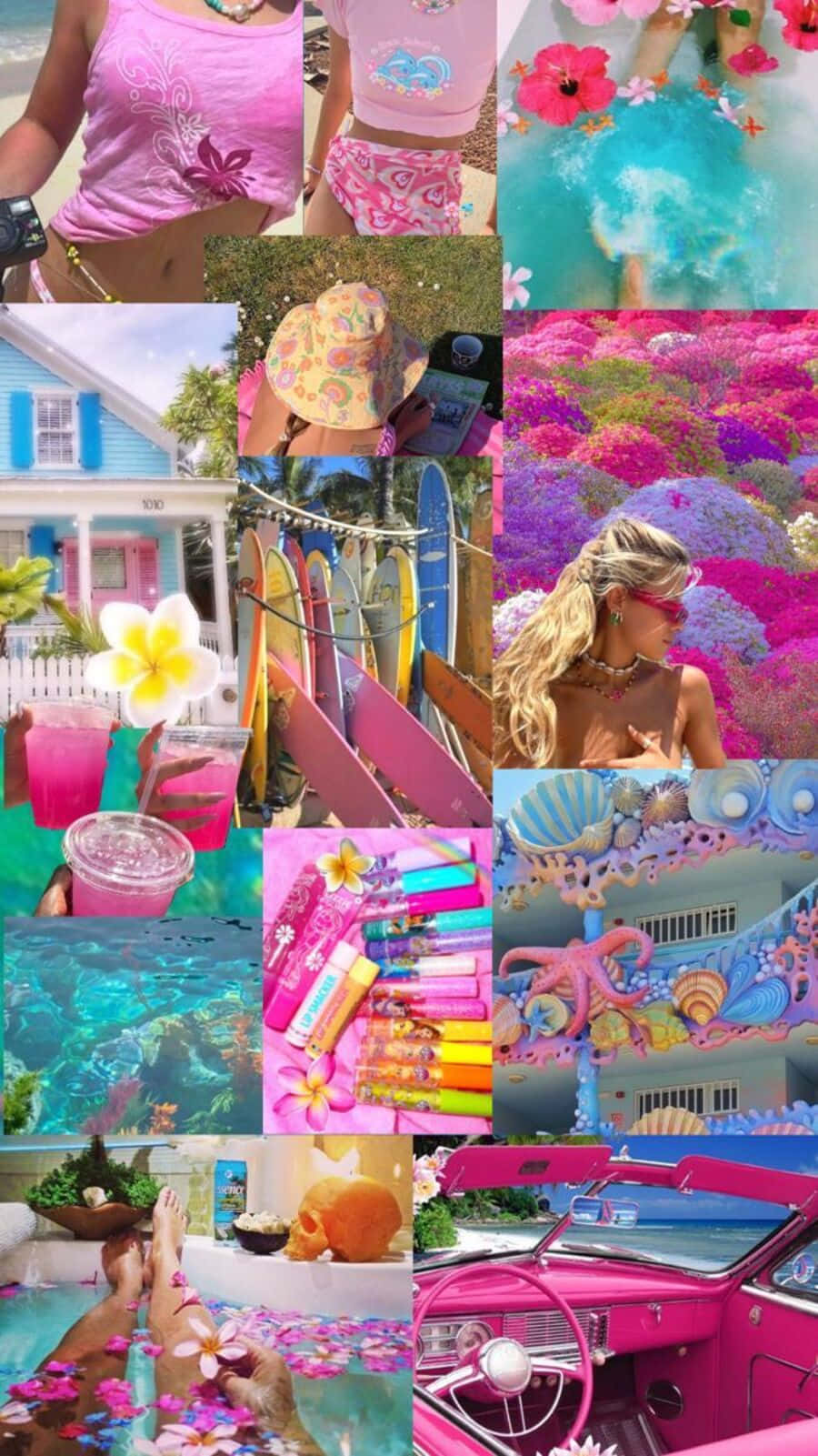 Coconut Girl Aesthetic, vibrant pink, turquoise, HD Phone Wallpaper