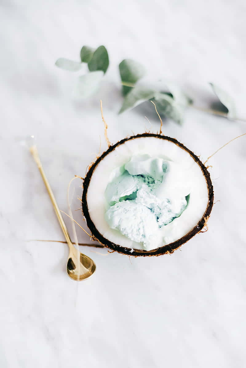 coconut ice cream, mint green ice cream, marble surface, SD Phone Wallpaper