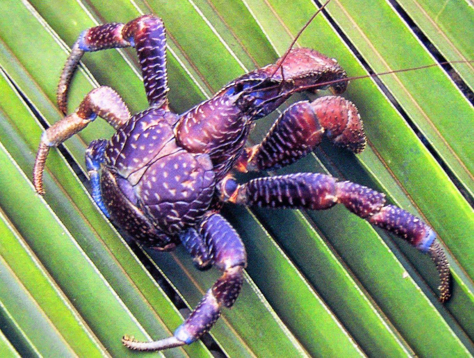 Coconut Crab, vibrant purple, blue-tipped claws, HD Desktop Wallpaper