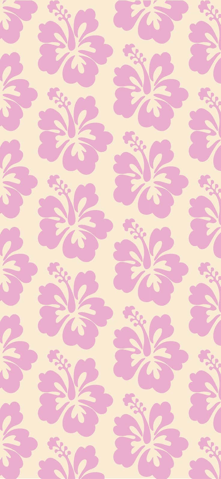 pink hibiscus pattern, creamy beige background, seamless pattern, HD Phone Wallpaper