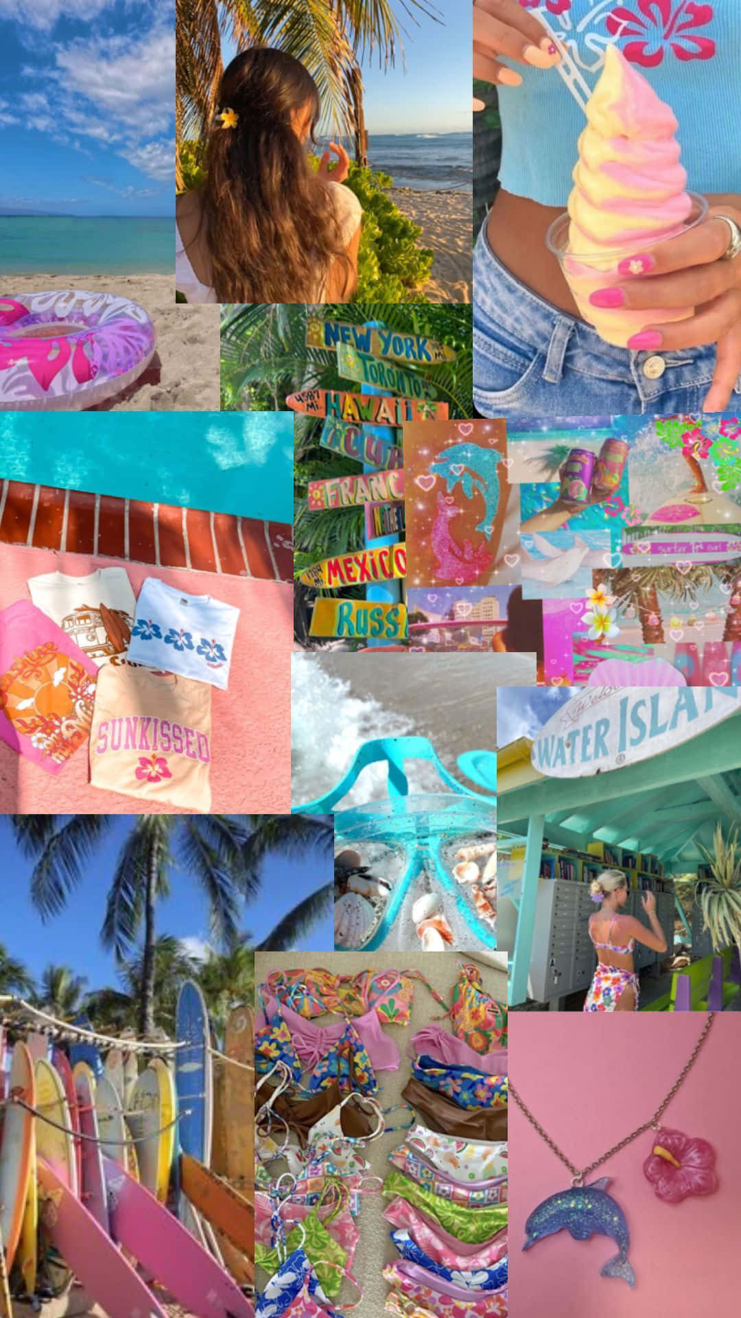Coconut Girl Aesthetic, pink flamingo decor, beach scenes, Full HD Phone Wallpaper