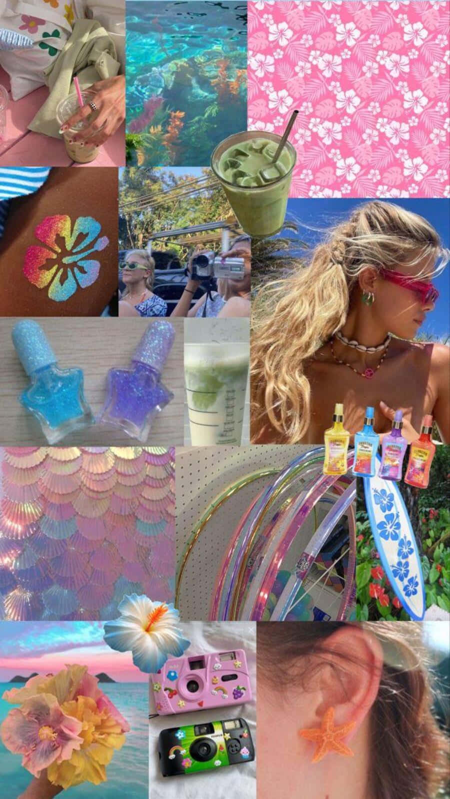 Coconut Girl, hibiscus flowers, surfboards, HD Phone Wallpaper