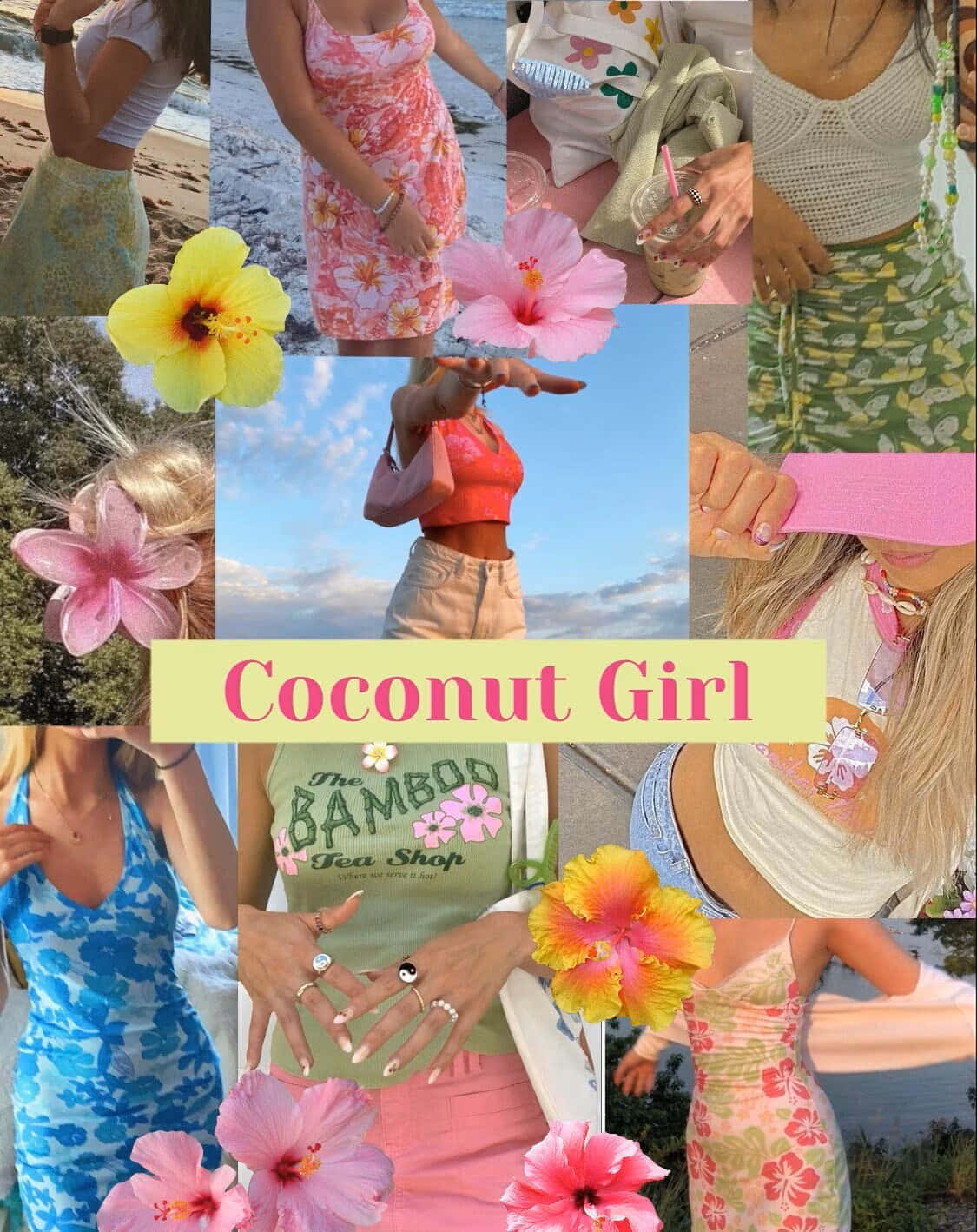 Coconut Girl, tropical girl, floral outfits, HD Phone Wallpaper
