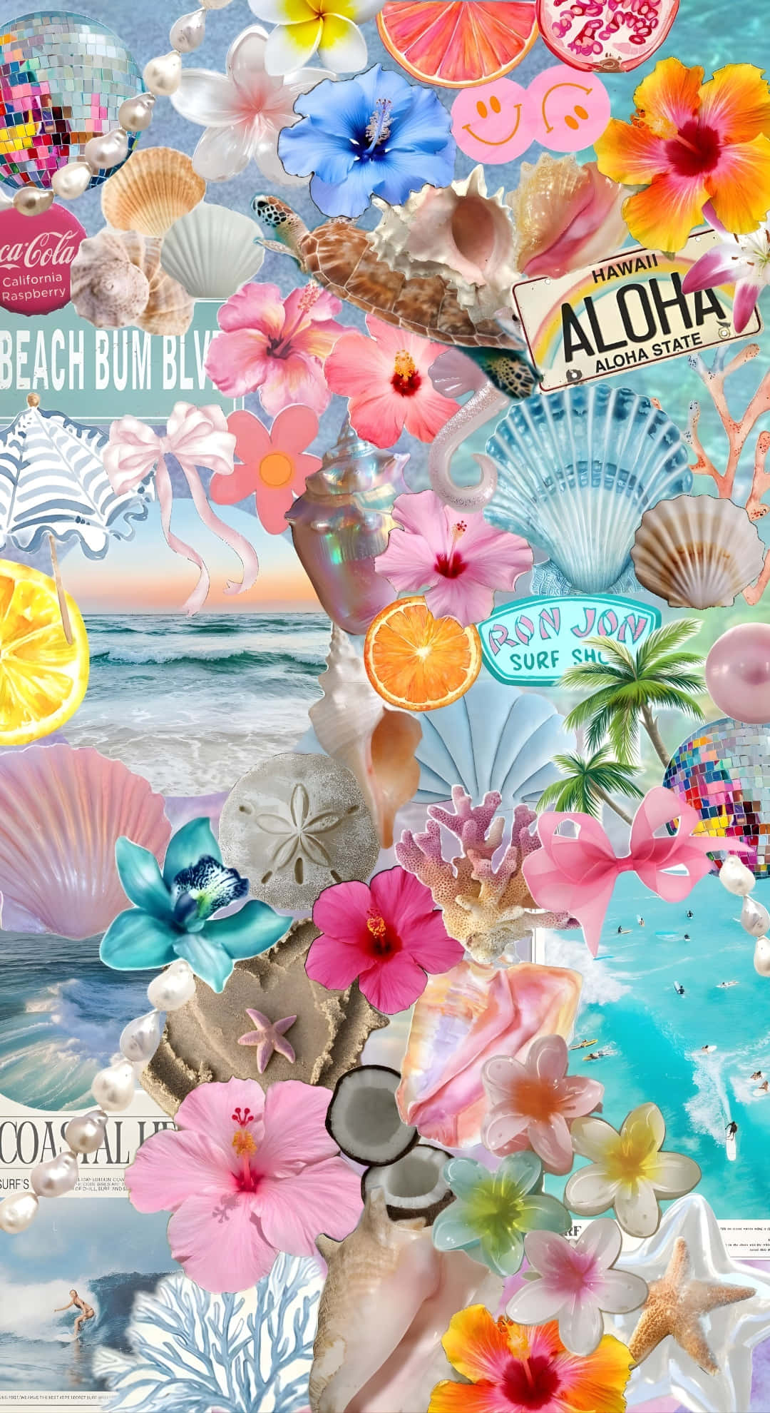 beach, coconut girl, tropical flowers, Full HD Phone Wallpaper