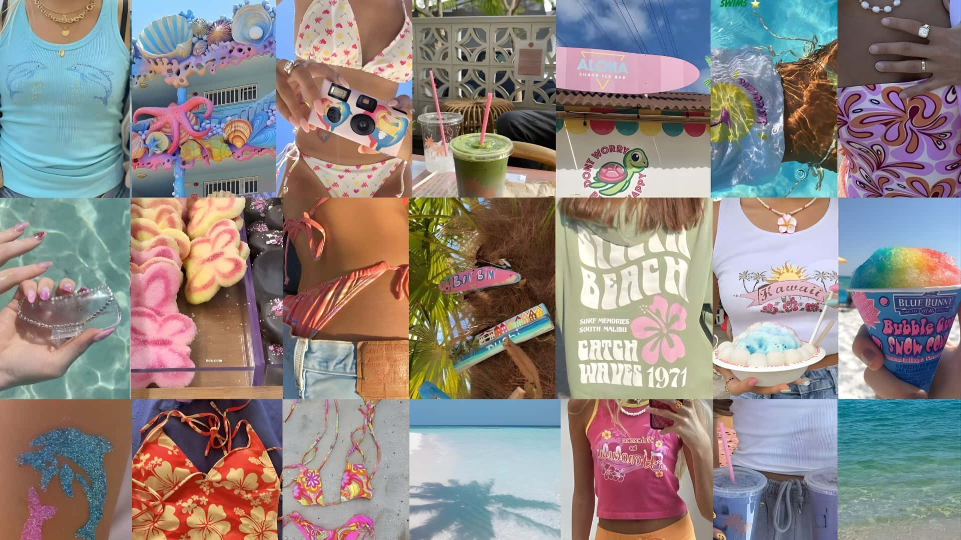 Beach Coconut Girl Vibes, tropical beach scenes, colorful bikinis, Full HD Desktop Wallpaper