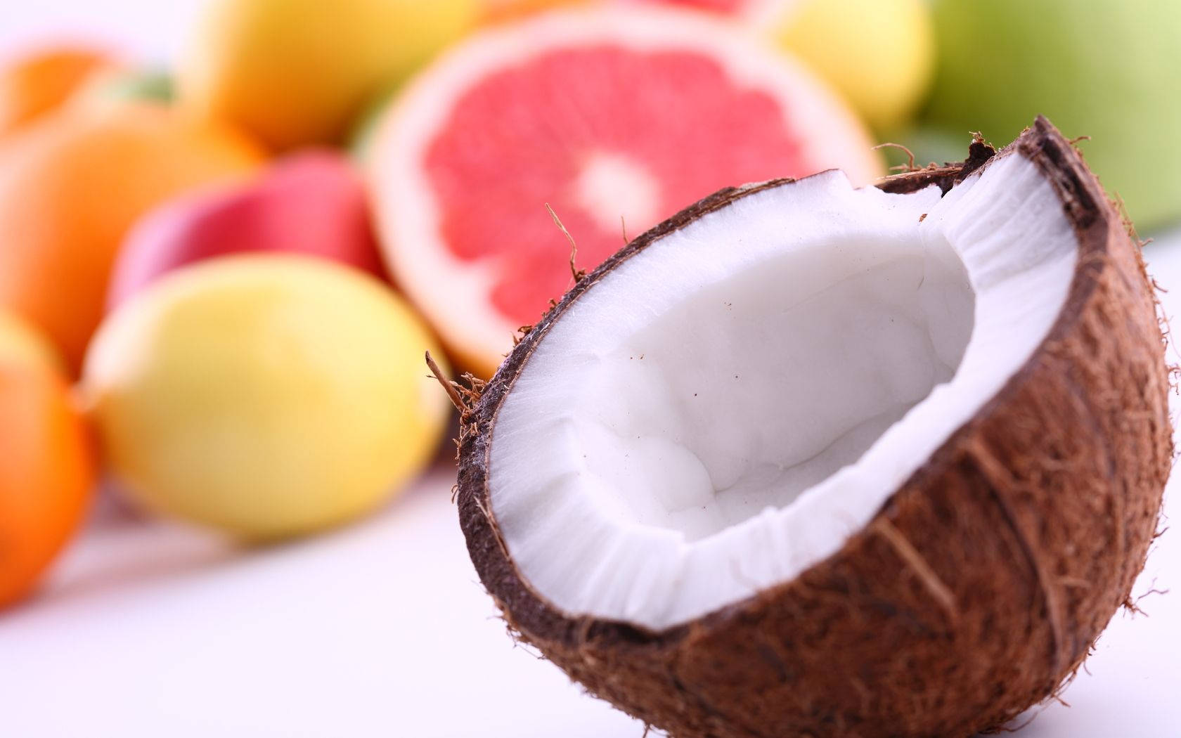 coconut, pomelo, white flesh, HD Desktop Wallpaper