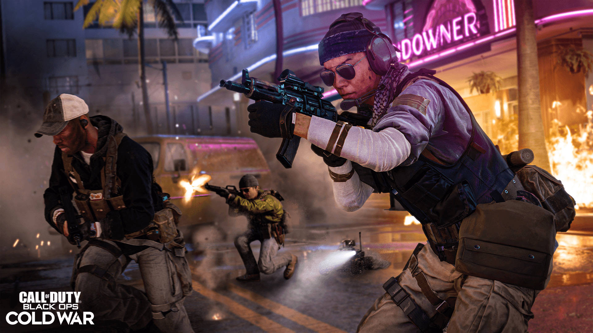 COD Cold War, tactical gear, neon lights, Full HD Desktop Wallpaper