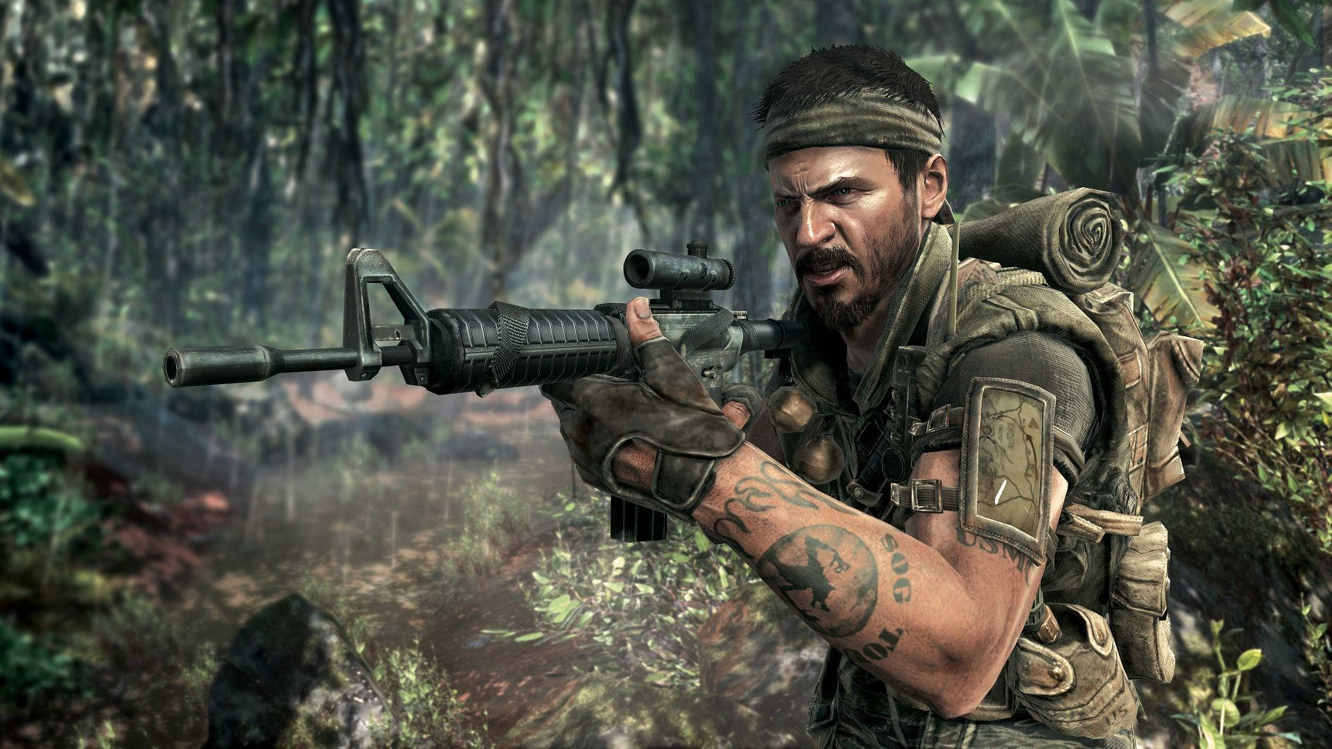 COD Cold War, jungle, tattooed arm, Full HD Desktop Wallpaper