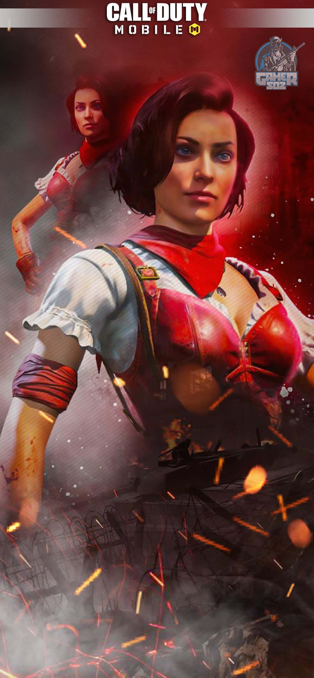 CoD Mobile, female soldier, red and white combat gear, Full HD Phone Wallpaper