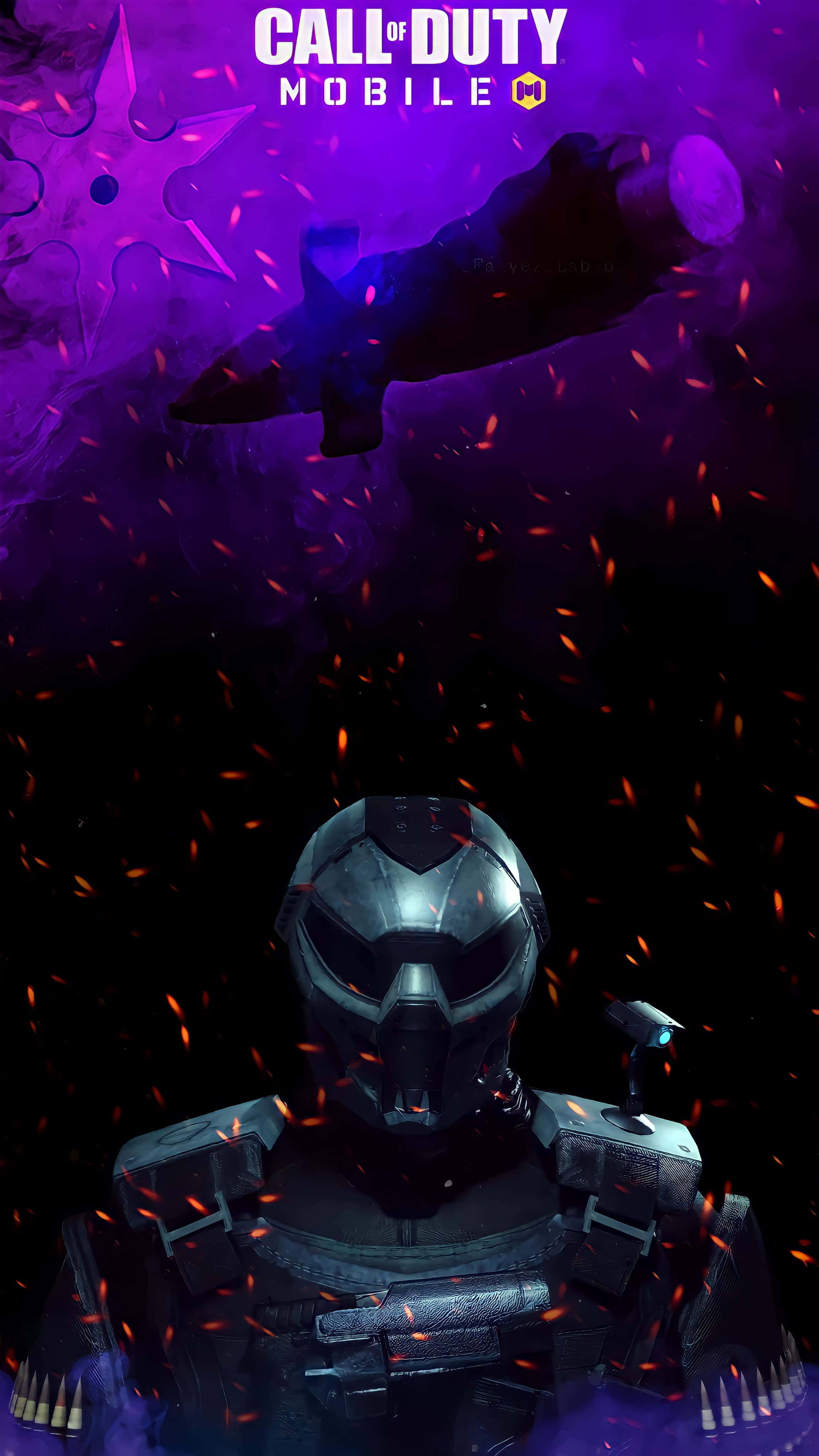 COD Mobile Character Skin, futuristic armor, fiery sparks, 4K Phone Wallpaper