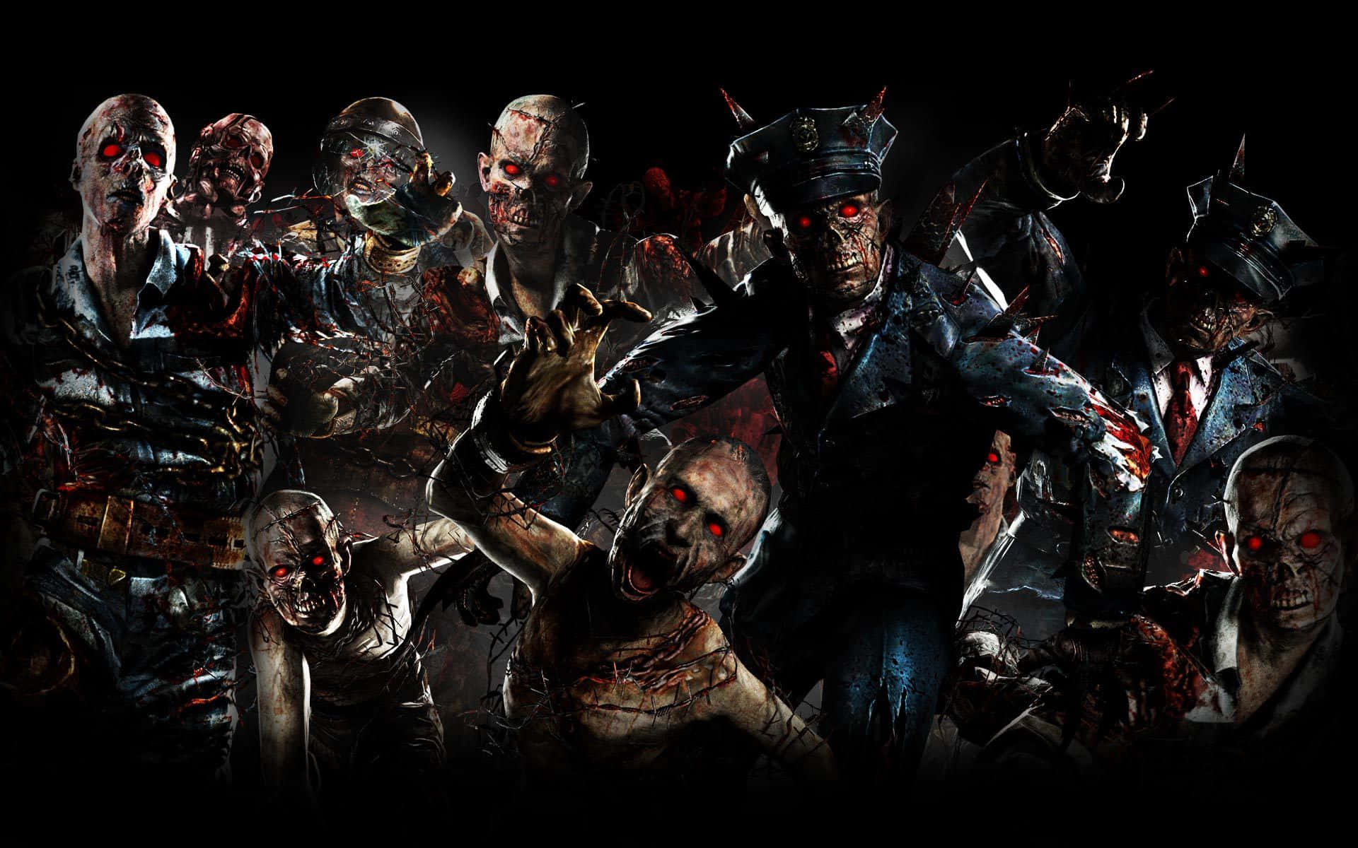Cod Zombies, glowing red eyes, tattered clothing, Full HD Desktop Wallpaper