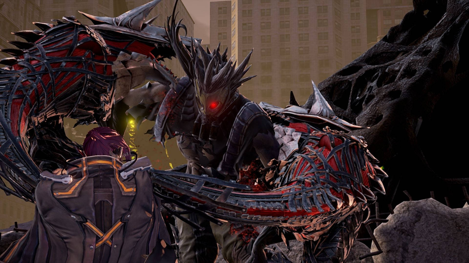 Code Vein, purple hair, massive biomechanical dragon, Full HD Desktop Wallpaper