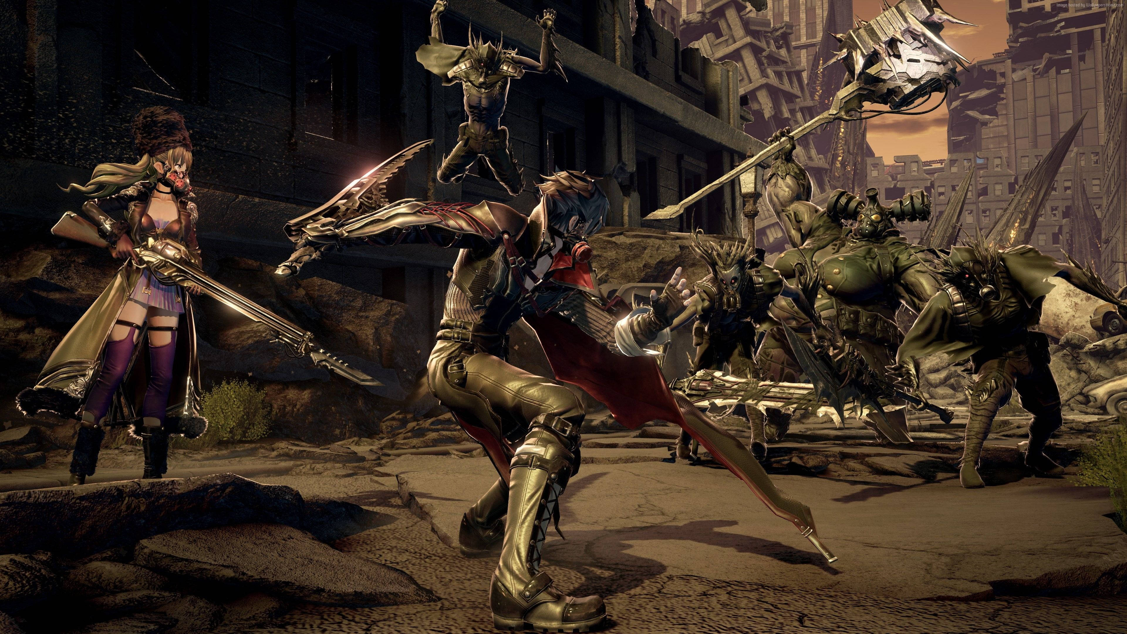 Code Vein, golden armor, monstrous foes, 4K Desktop Wallpaper