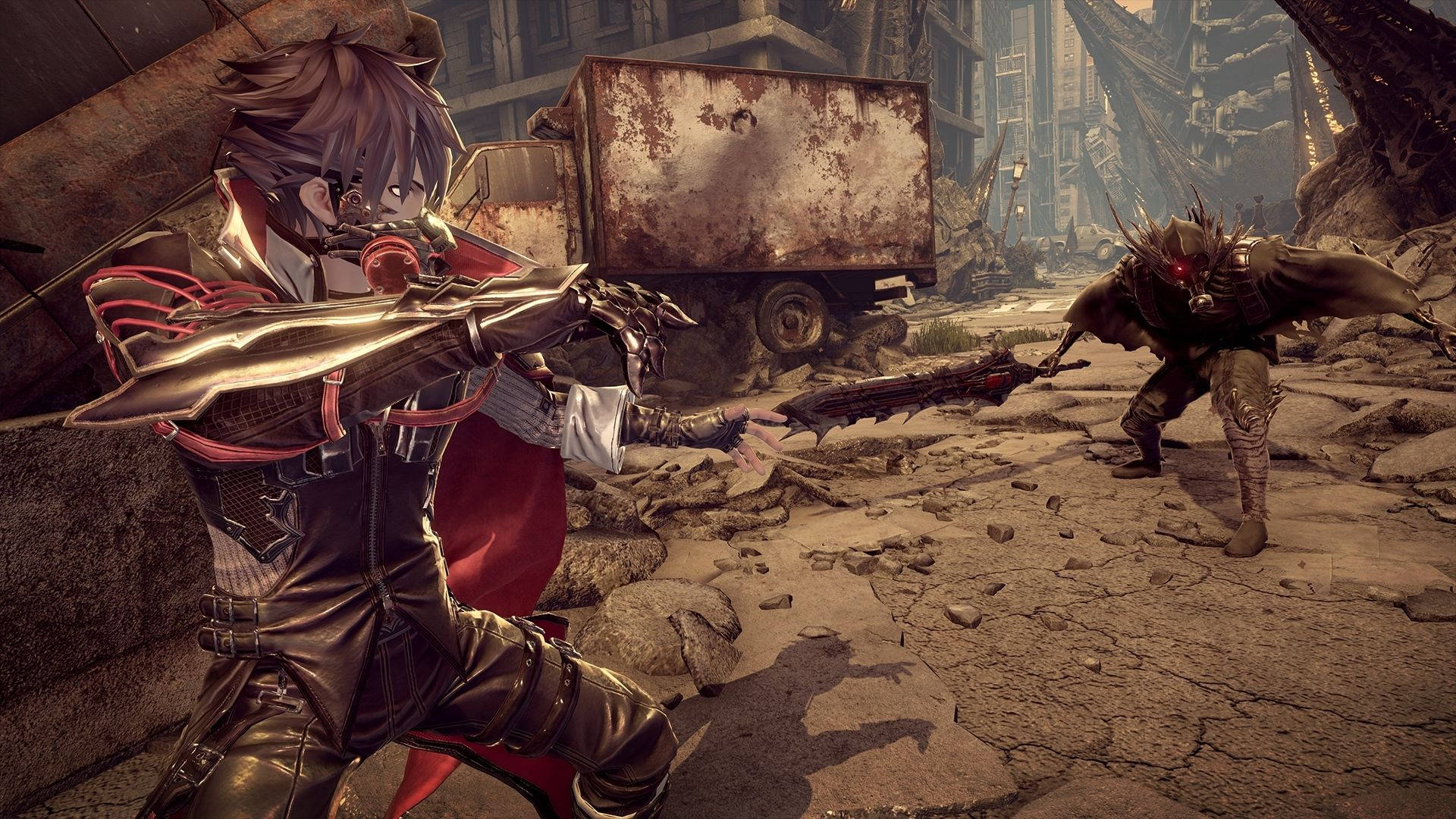 Code Vein, red and black armor, glowing sword, Full HD Desktop Wallpaper