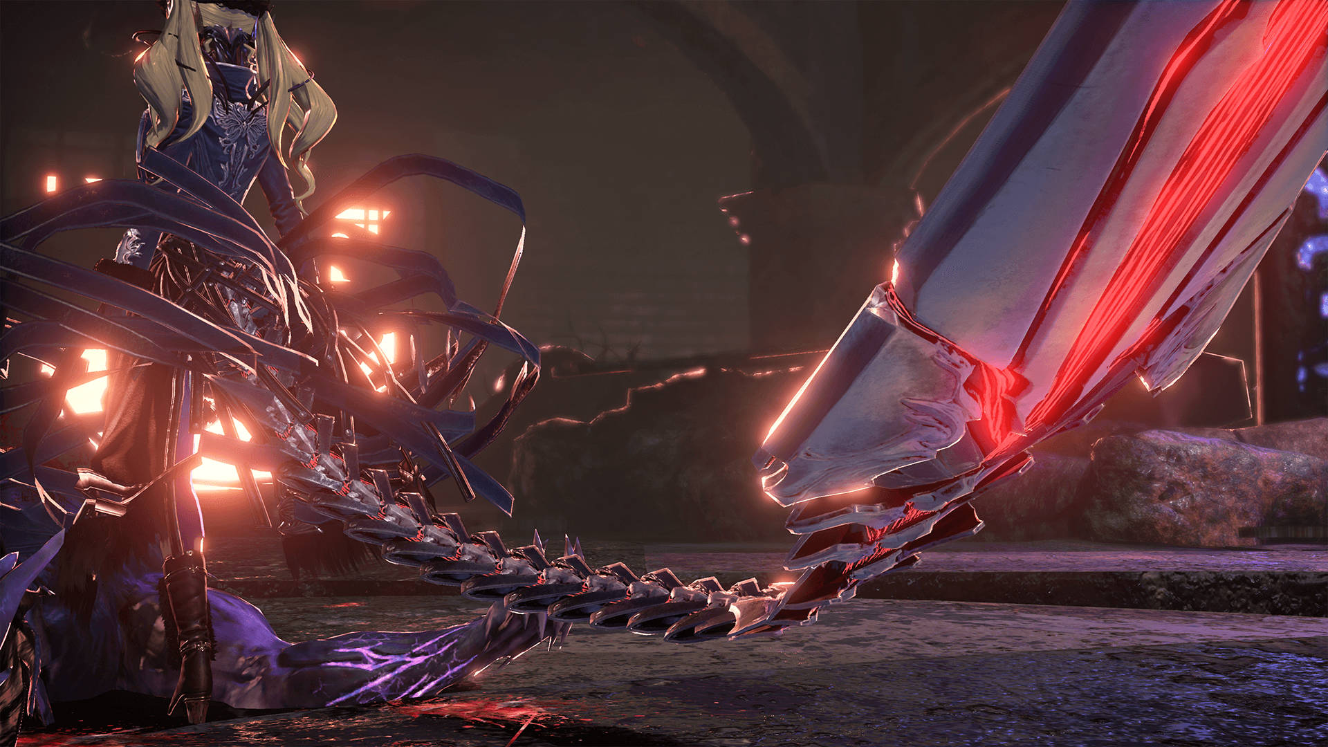 Code Vein, glowing red sword, dark armored warrior, Full HD Desktop Wallpaper
