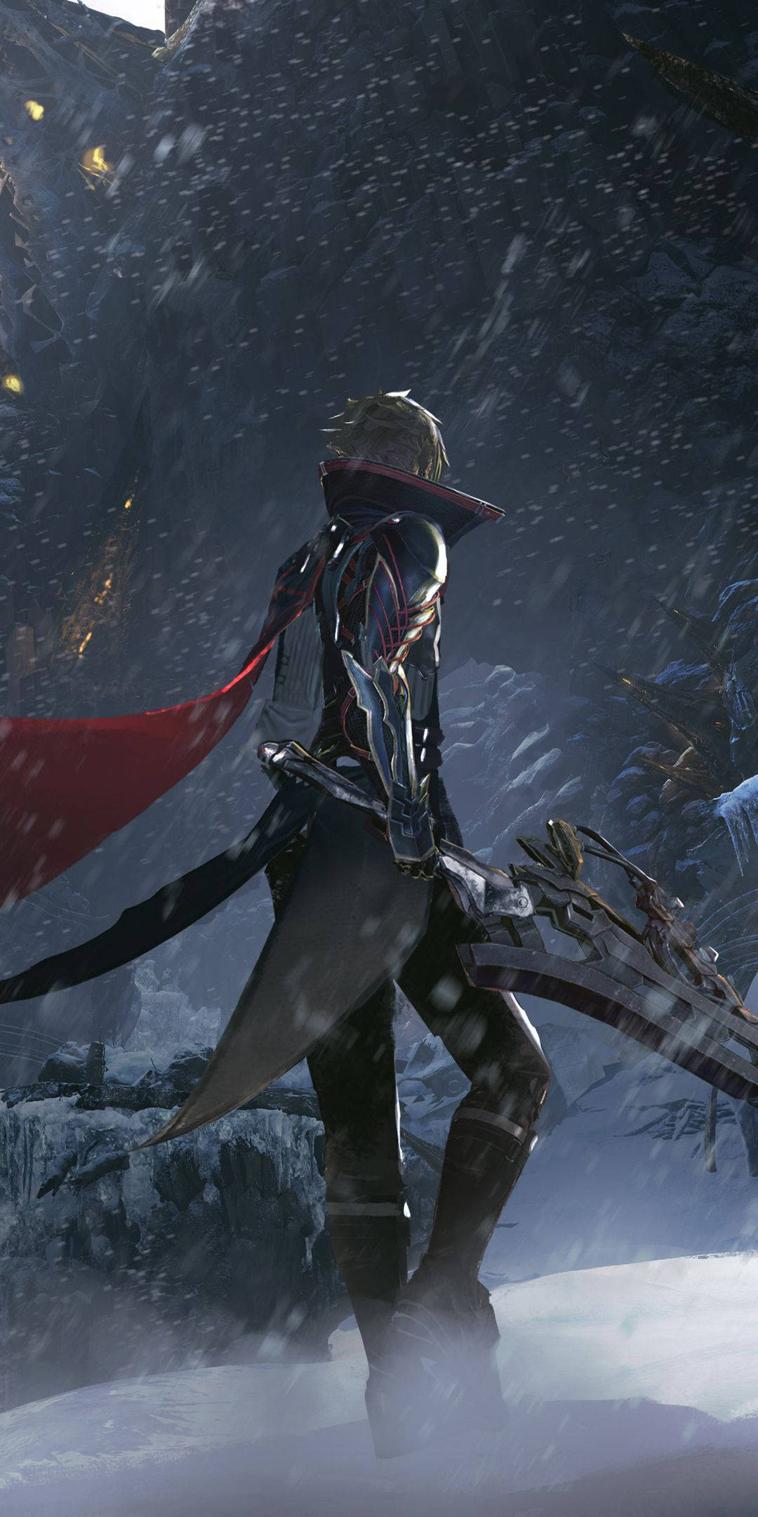 Code Vein, dark armor, red cape, Full HD Phone Wallpaper