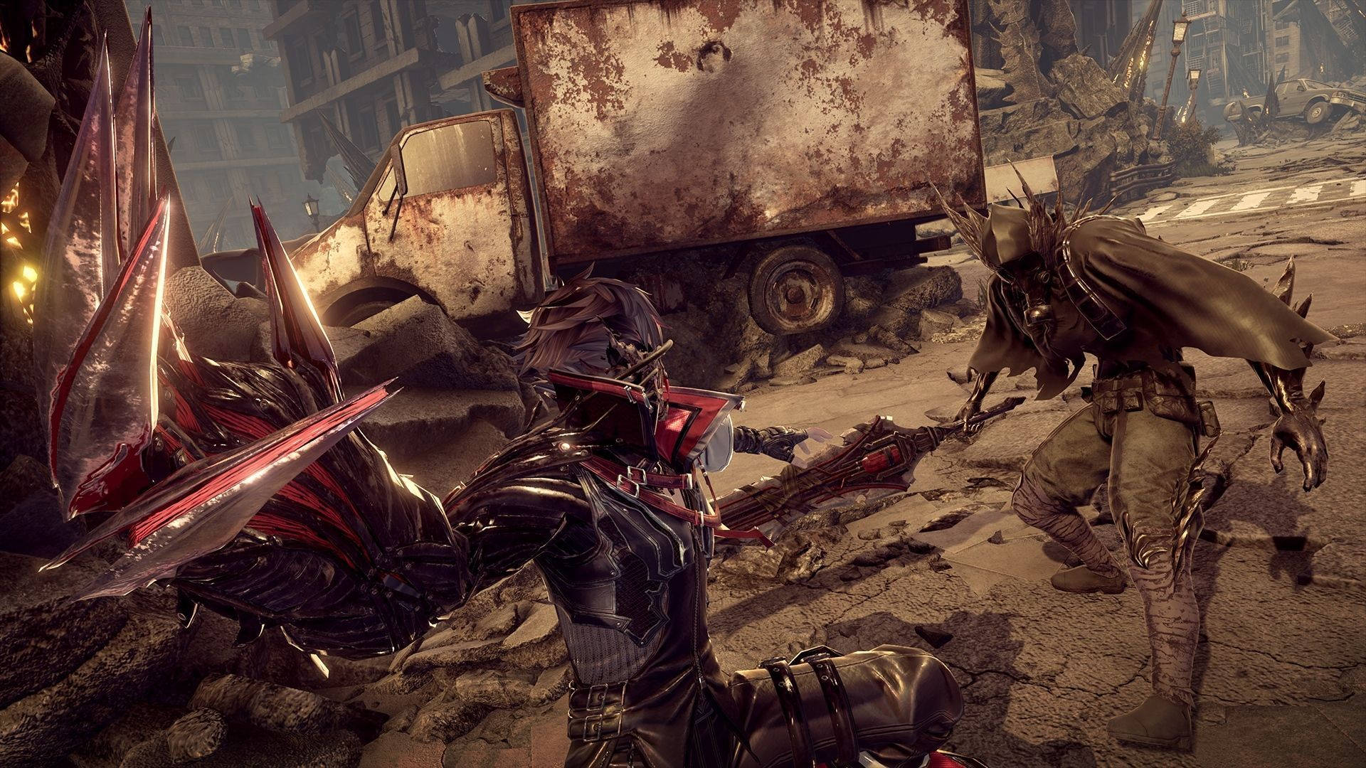 Code Vein, armored warriors, ruined urban wasteland, Full HD Desktop Wallpaper