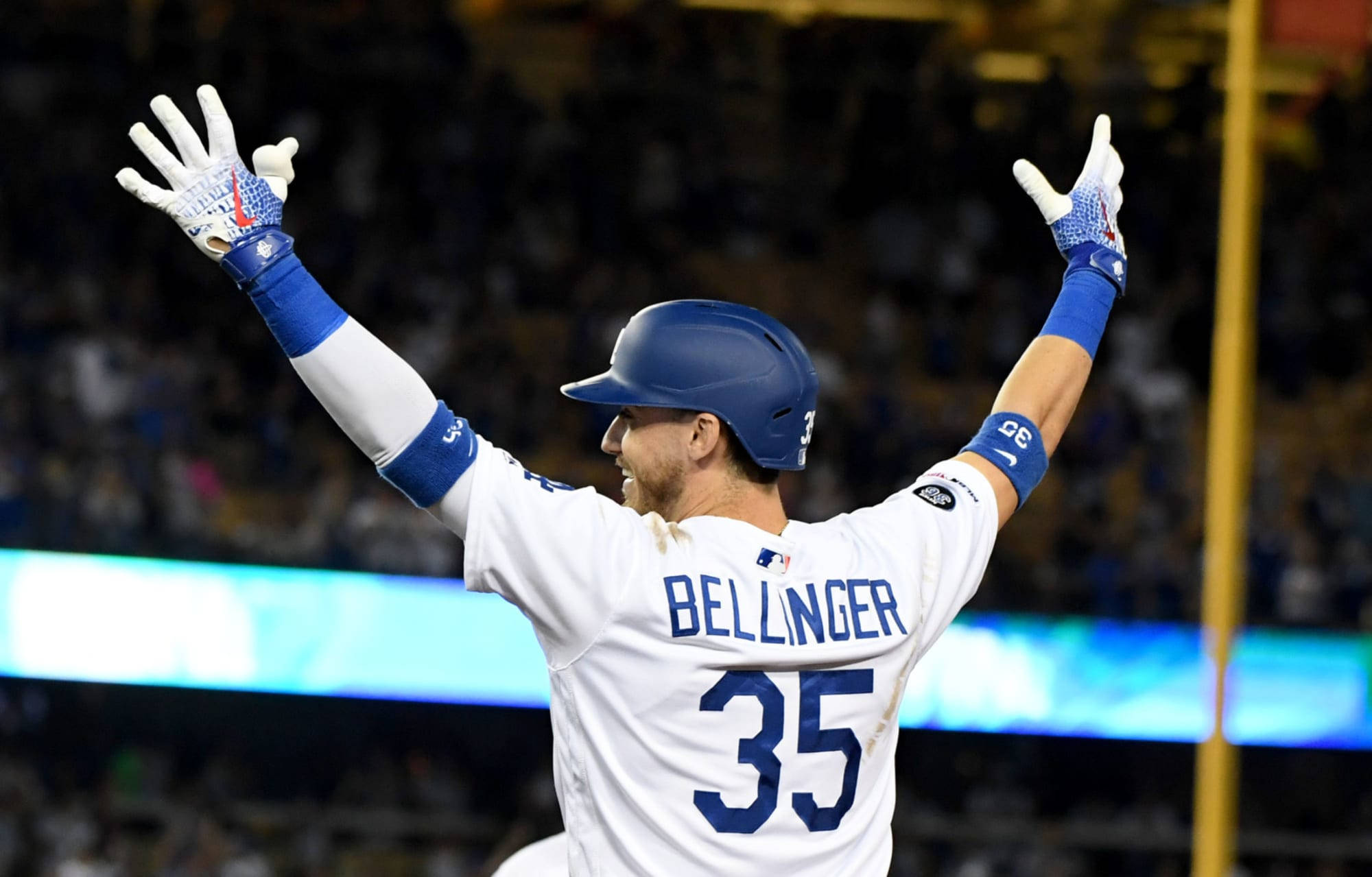 Cody Bellinger, number 35, stadium lights, Full HD Desktop Wallpaper