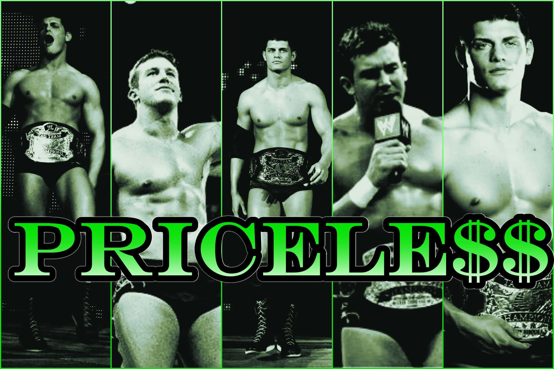 Cody Rhodes, championship belts, green borders, Full HD Desktop Wallpaper