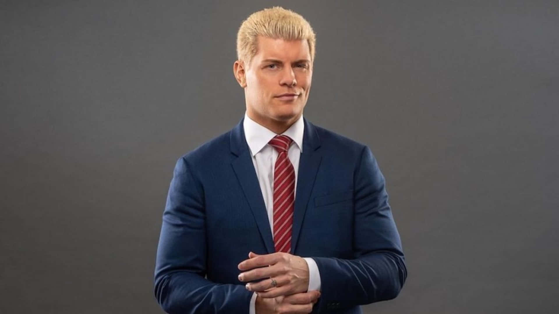 Cody Rhodes, platinum blonde hair, blue suit, Full HD Desktop Wallpaper
