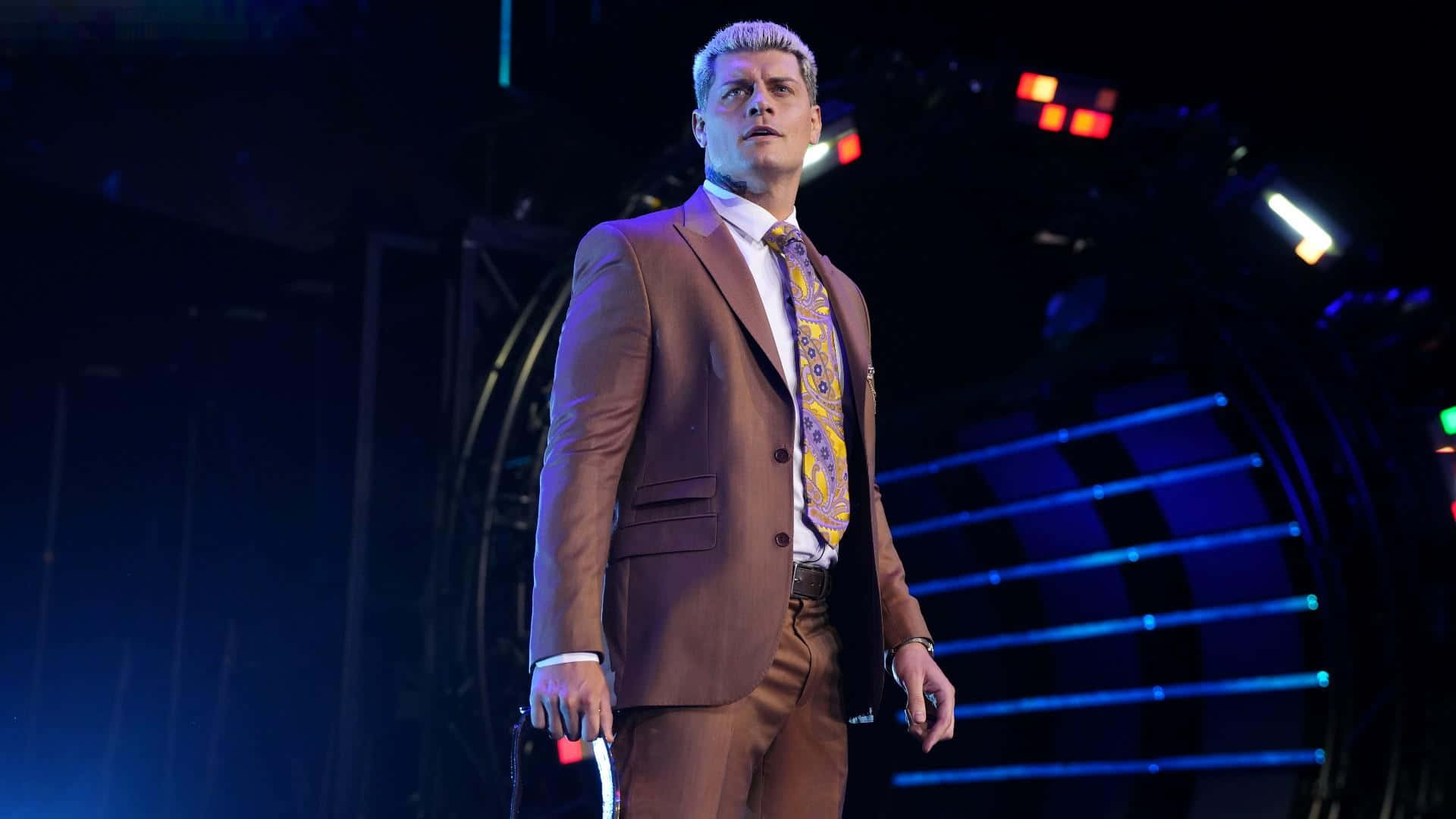 Cody Rhodes, brown suit, patterned tie, Full HD Desktop Wallpaper