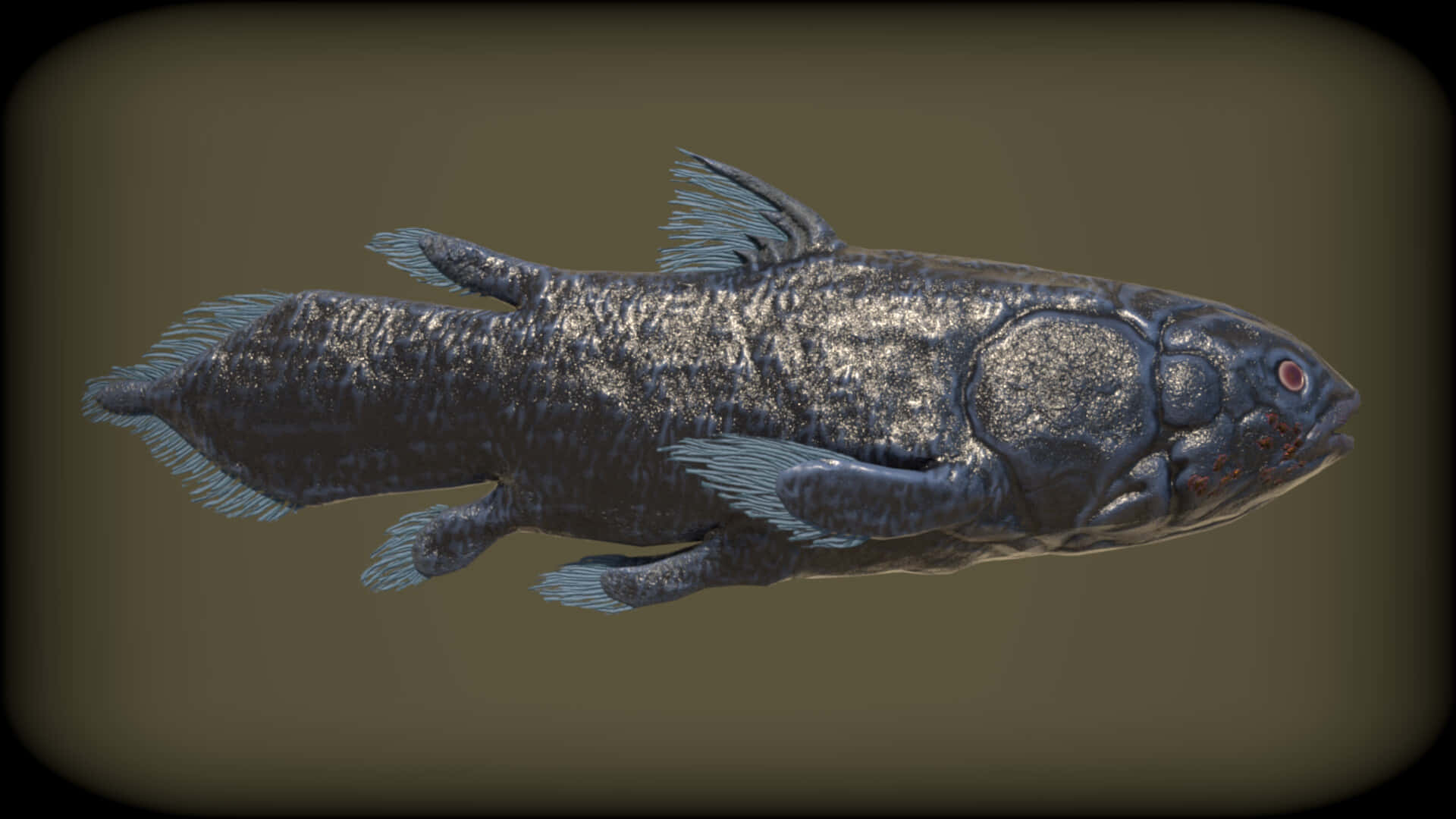 Coelacanth, dark gray, textured scales, Full HD Desktop Wallpaper