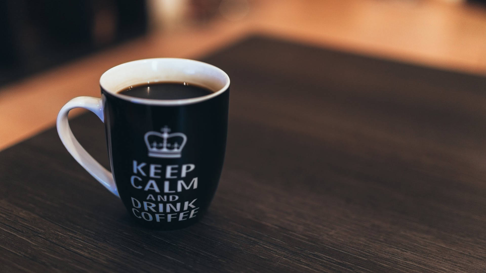 keep calm and drink coffee, black mug, crown, Full HD Desktop Wallpaper