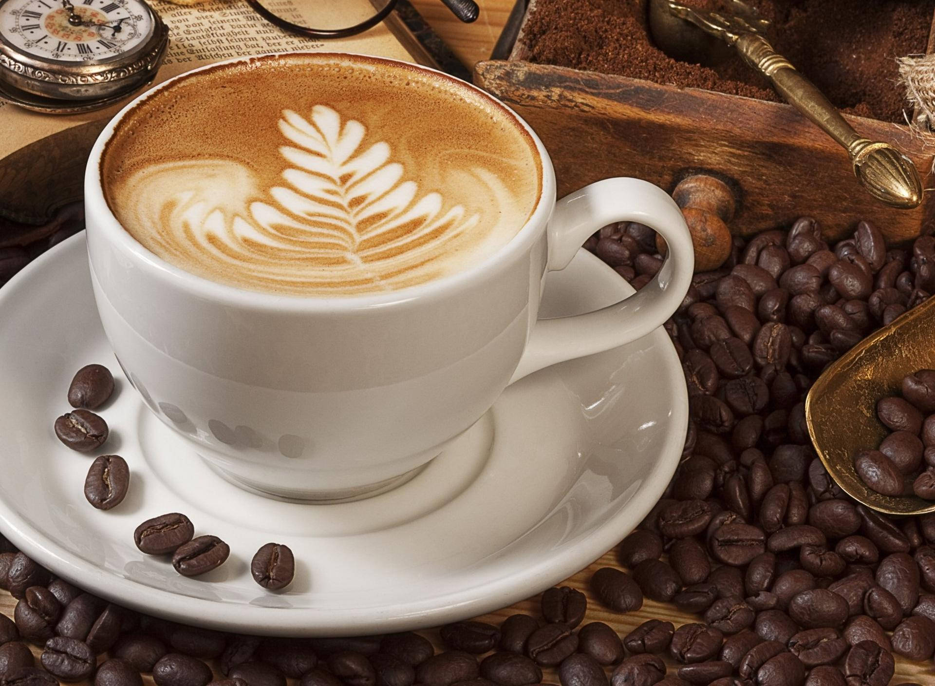 Timeless White Coffee Cup, latte art, white cup of coffee, Full HD Desktop Wallpaper