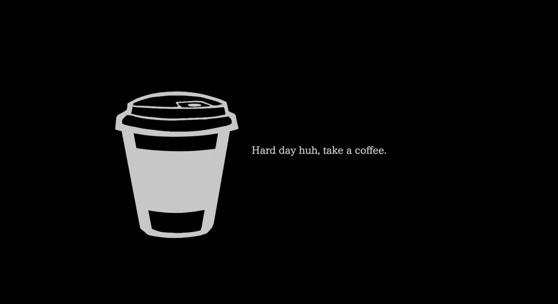 Pretty Black Coffee Cup, minimalist white coffee cup icon, black background, HD Desktop Wallpaper