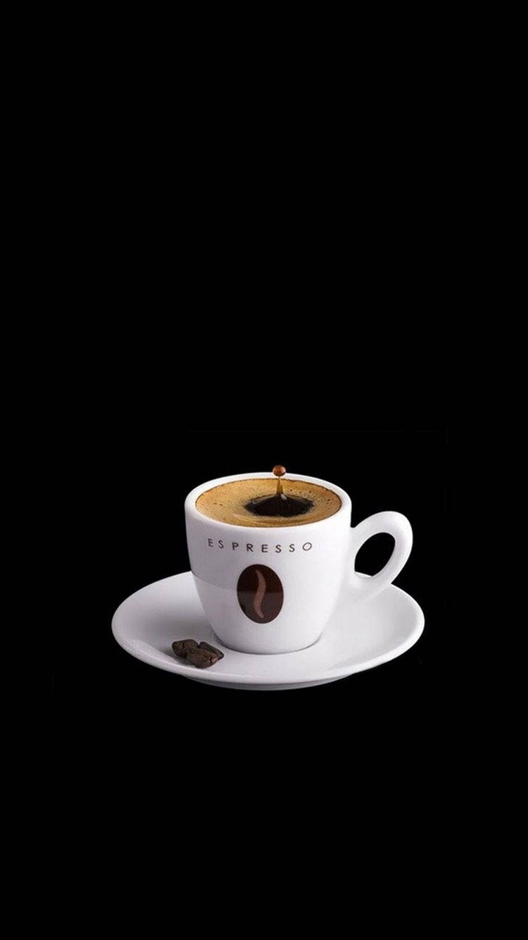 espresso cup, coffee bean logo, saucer, HD Phone Wallpaper