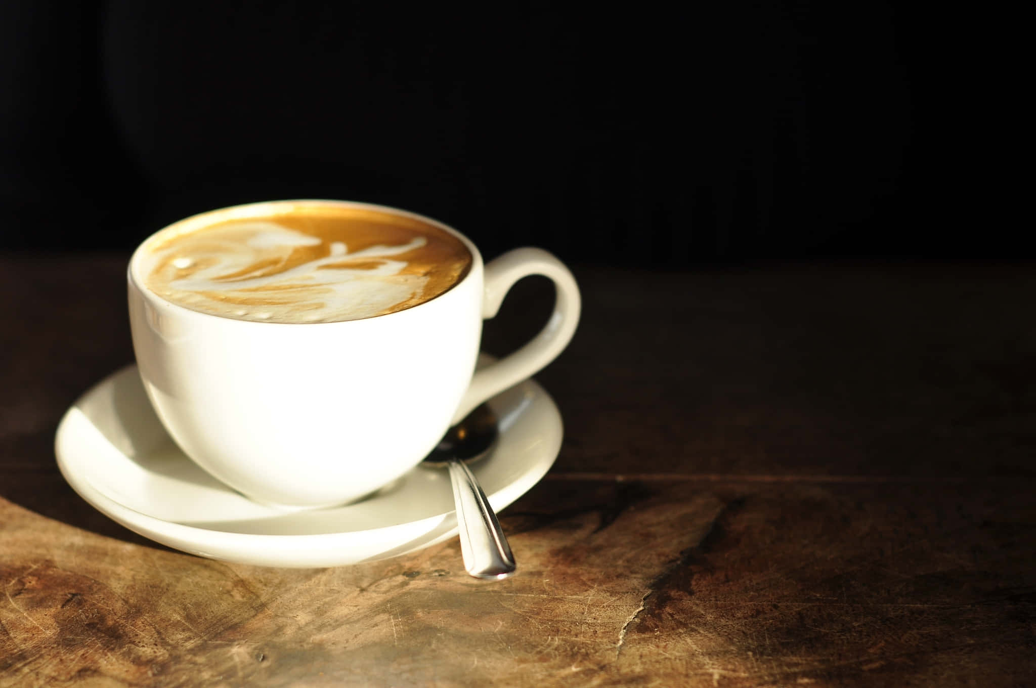 white coffee cup, latte art, saucer, Full HD Desktop Wallpaper