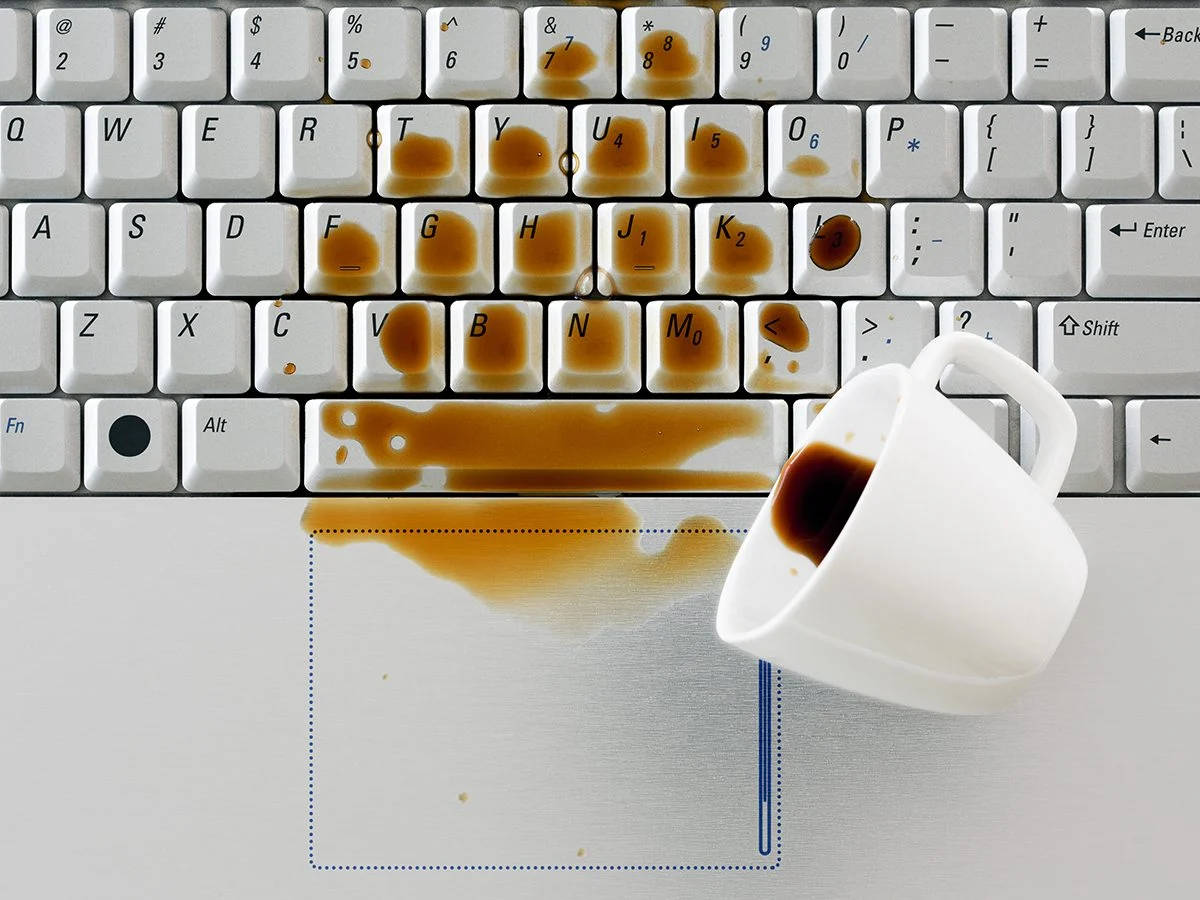 coffee, laptop, white keyboard, SD Desktop Wallpaper