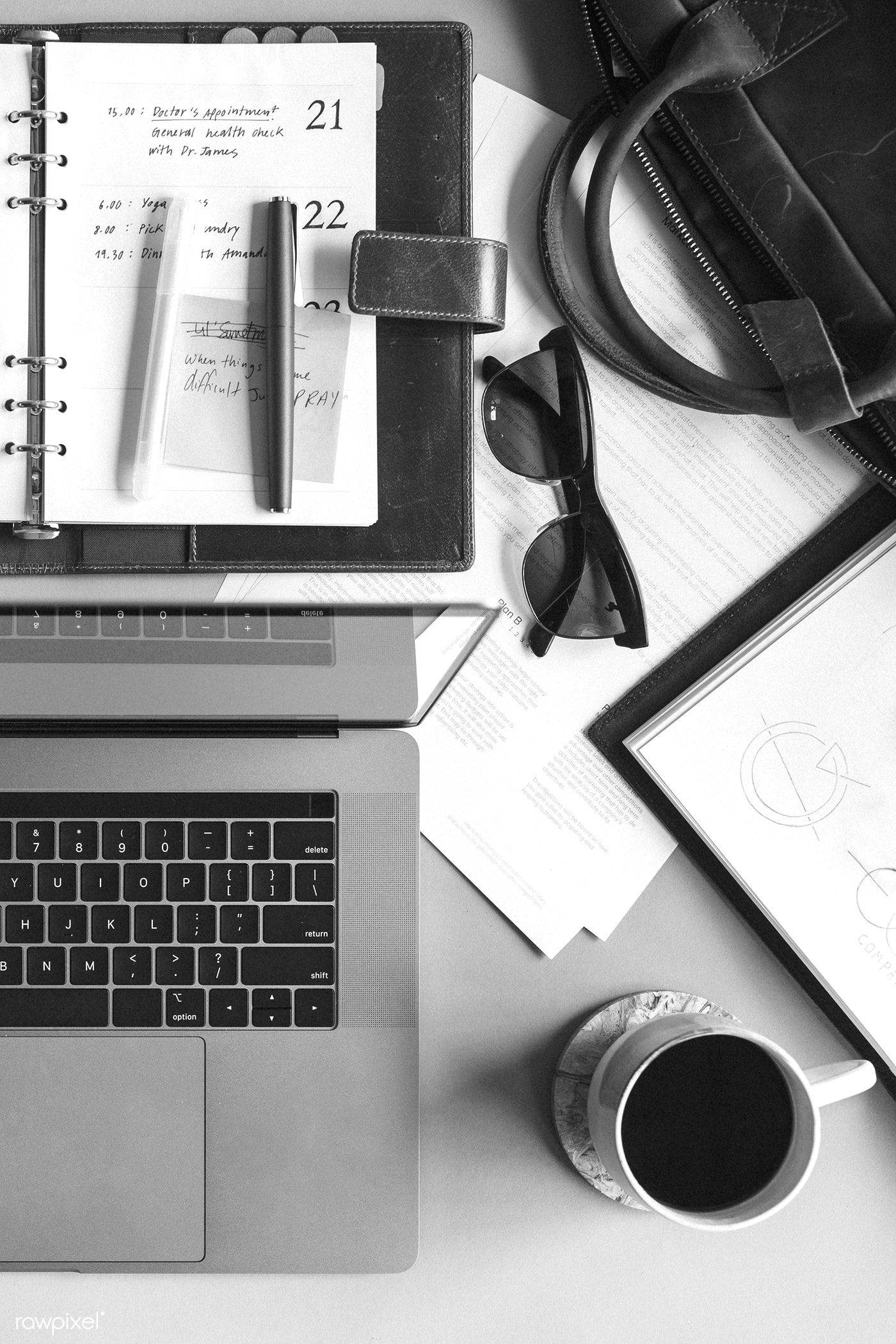laptop, coffee, notebook, Full HD Phone Wallpaper