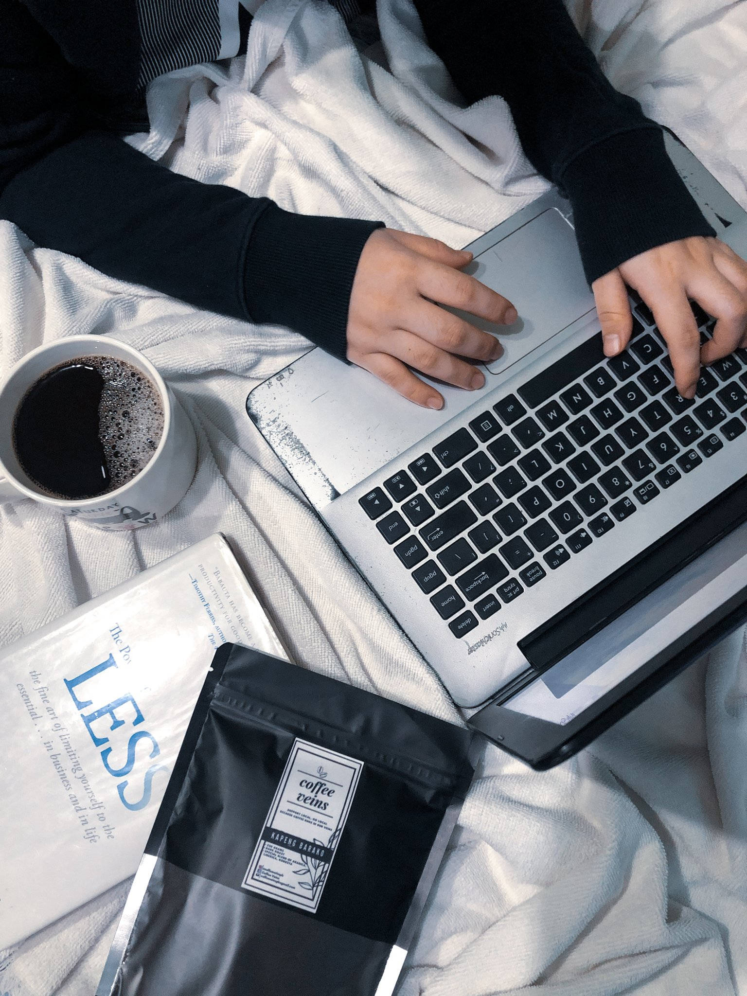 coffee, laptop, book, Full HD Phone Wallpaper