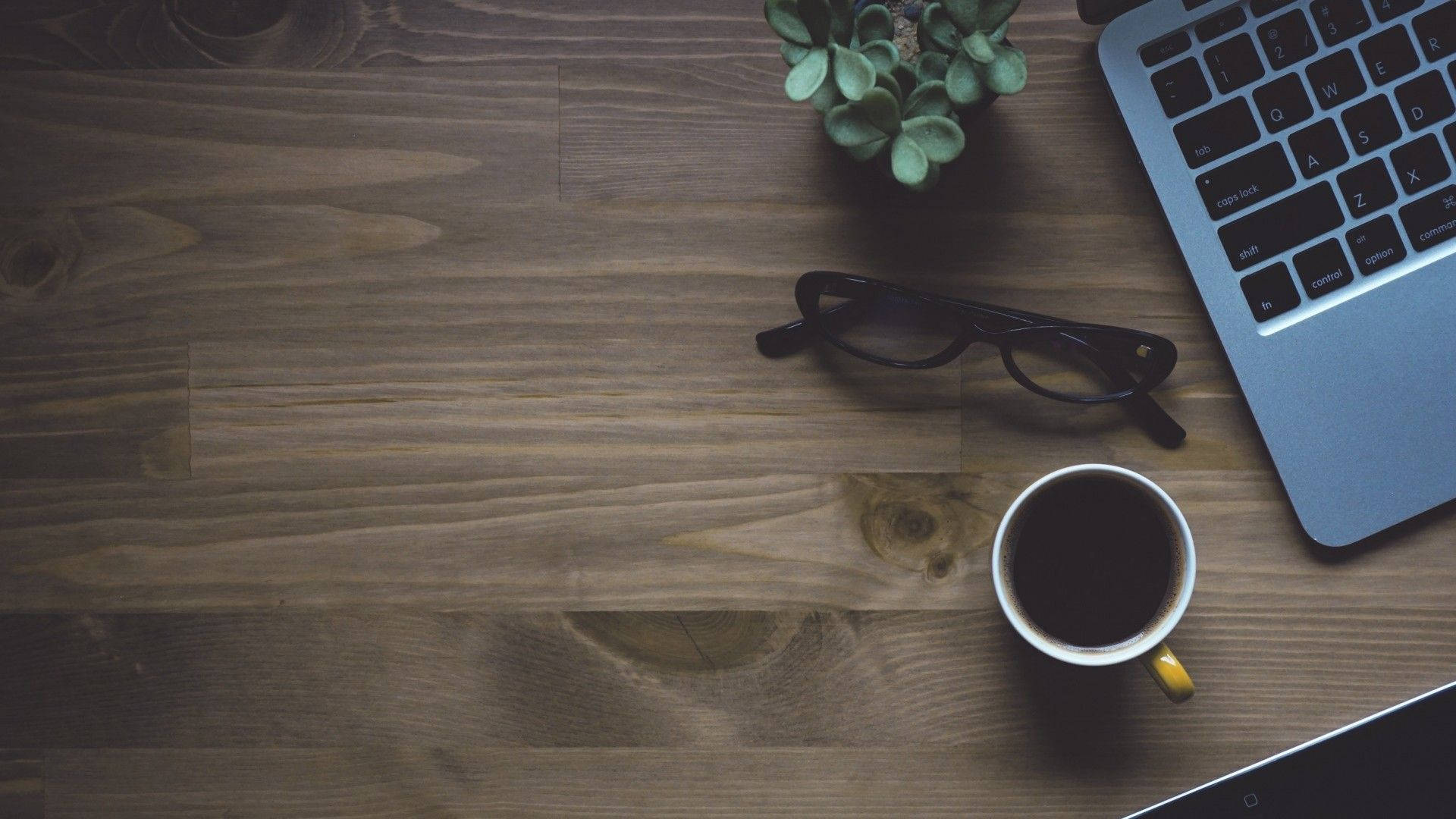 laptop, coffee cup, glasses, Full HD Desktop Wallpaper