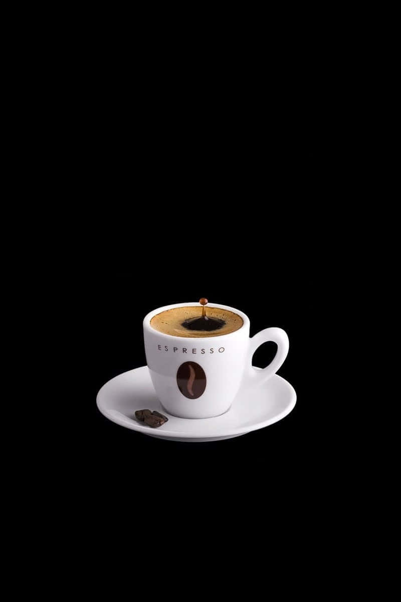 black coffee, espresso cup, single drop, SD Phone Wallpaper