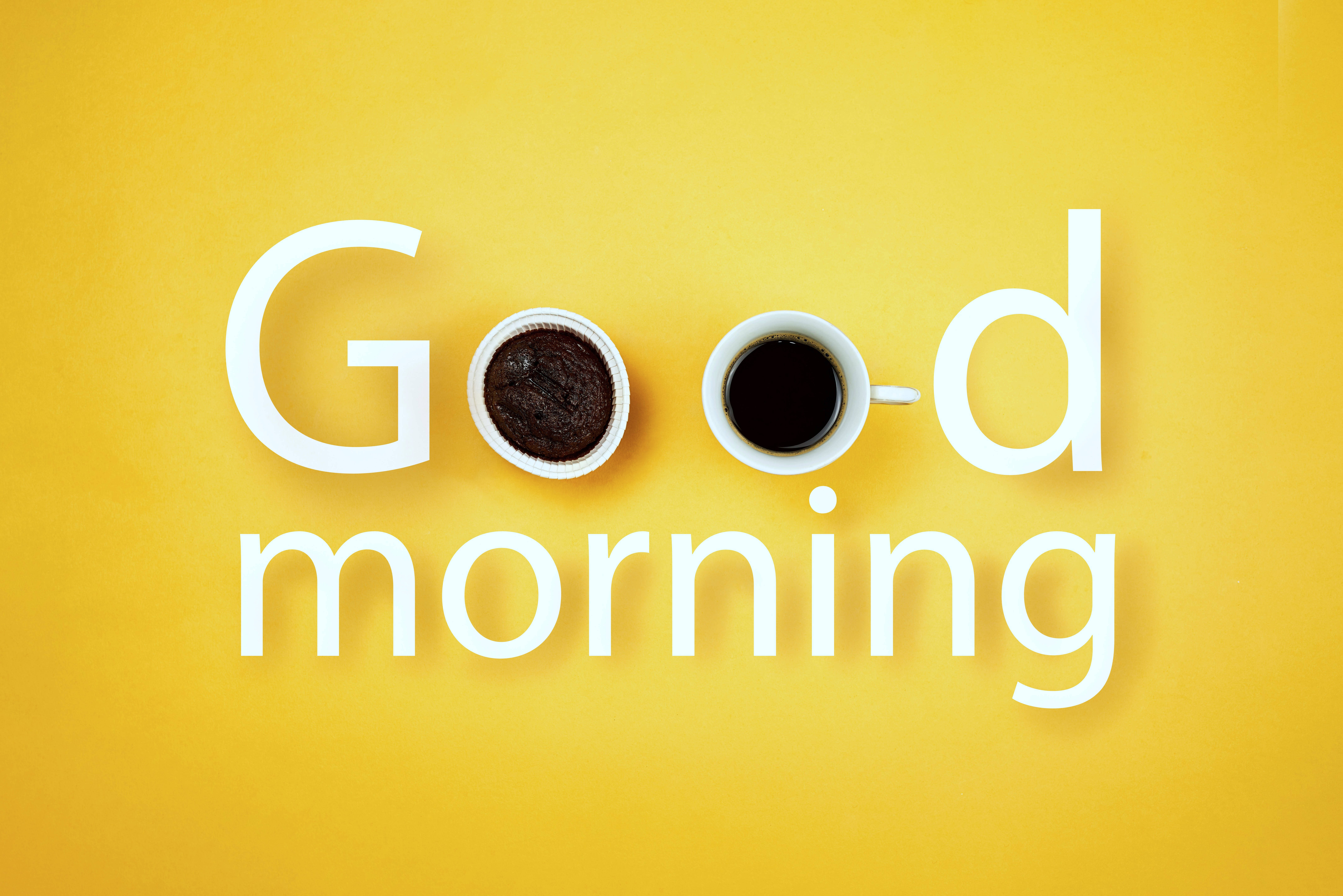 yellow aesthetic laptop, Good morning, coffee cup, 8K Desktop Wallpaper