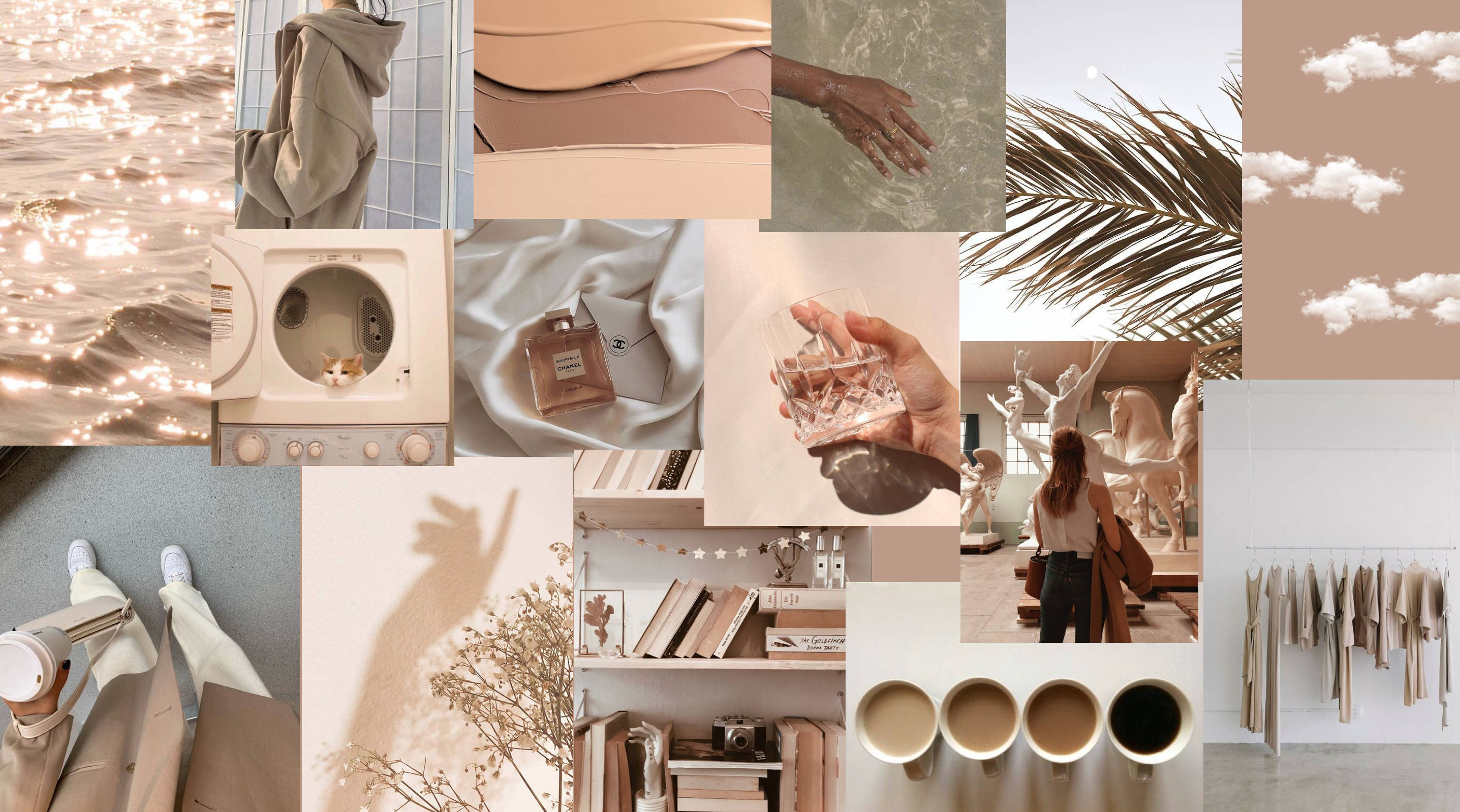 beige aesthetic, minimalist lifestyle moments, vintage appliances, 2K Desktop Wallpaper