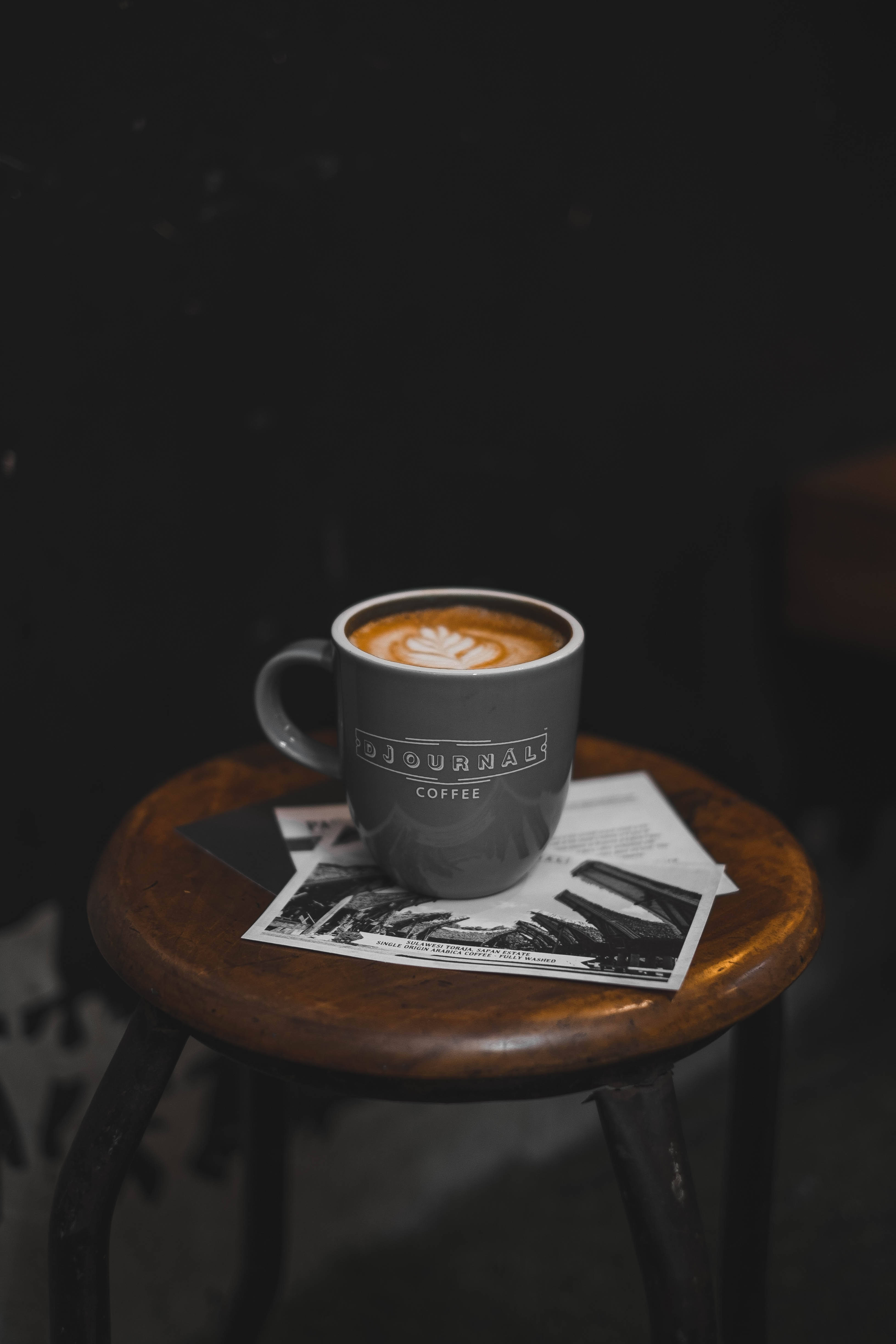 cappuccino, gray coffee mug, latte art, 4K Phone Wallpaper