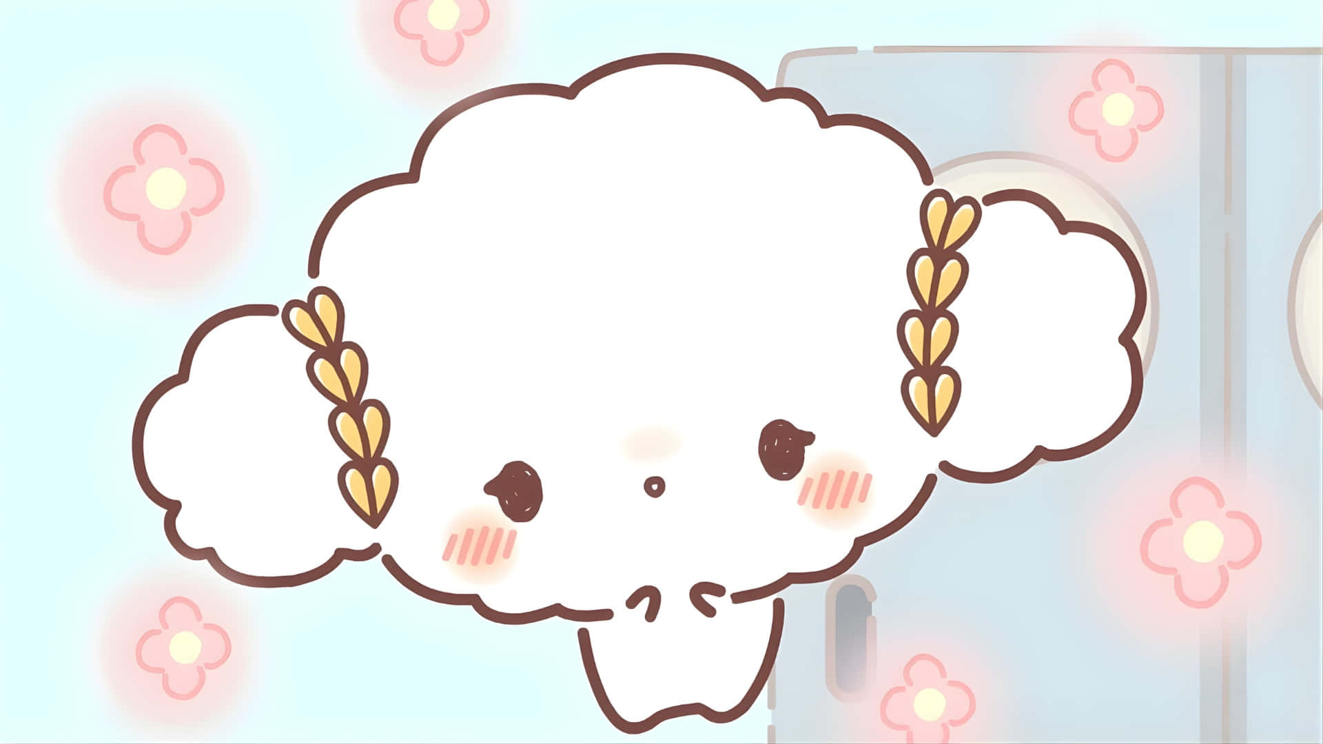 Cogimyun, cute cloud character, white cloud, Full HD Desktop Wallpaper