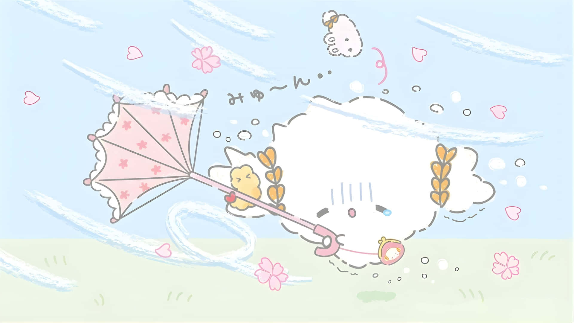 Cogimyun, cute cloud puppy, fluffy white cloud, Full HD Desktop Wallpaper