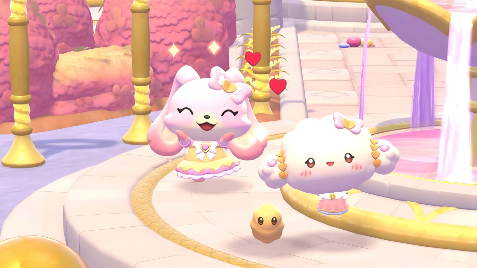 Cogimyun, cute pink cartoon characters, dresses, Full HD Desktop Wallpaper
